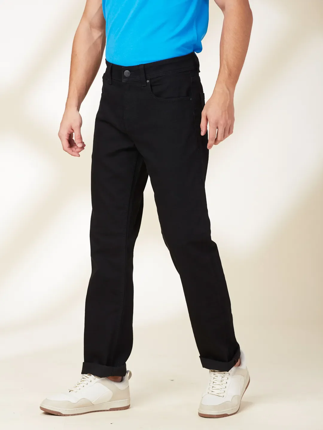 Black Straight Fit Men's Denims by Being Human Clothing - Image 4