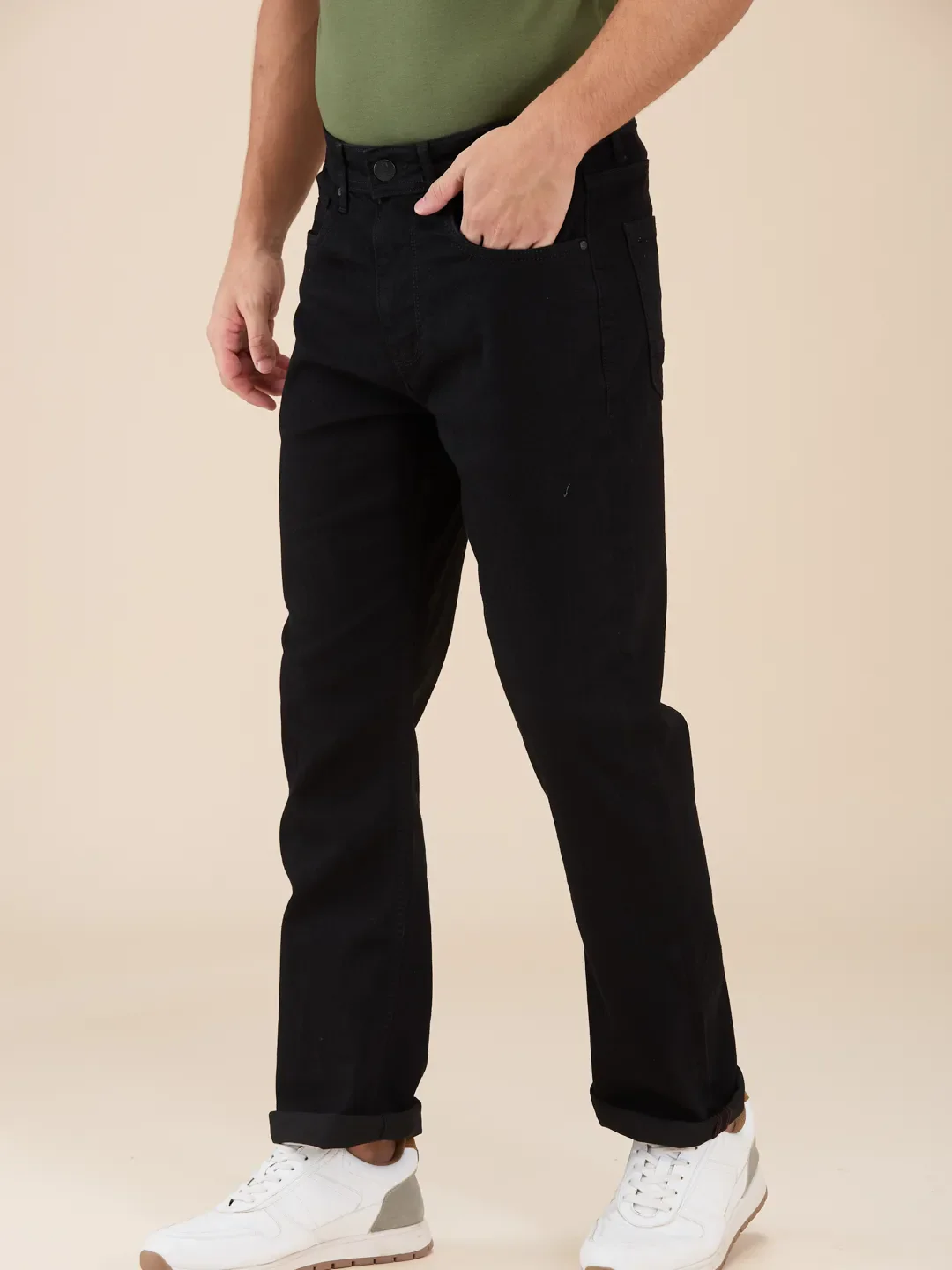 Black Boot Cut Fit Men's Denims by Being Human Clothing - Image 4