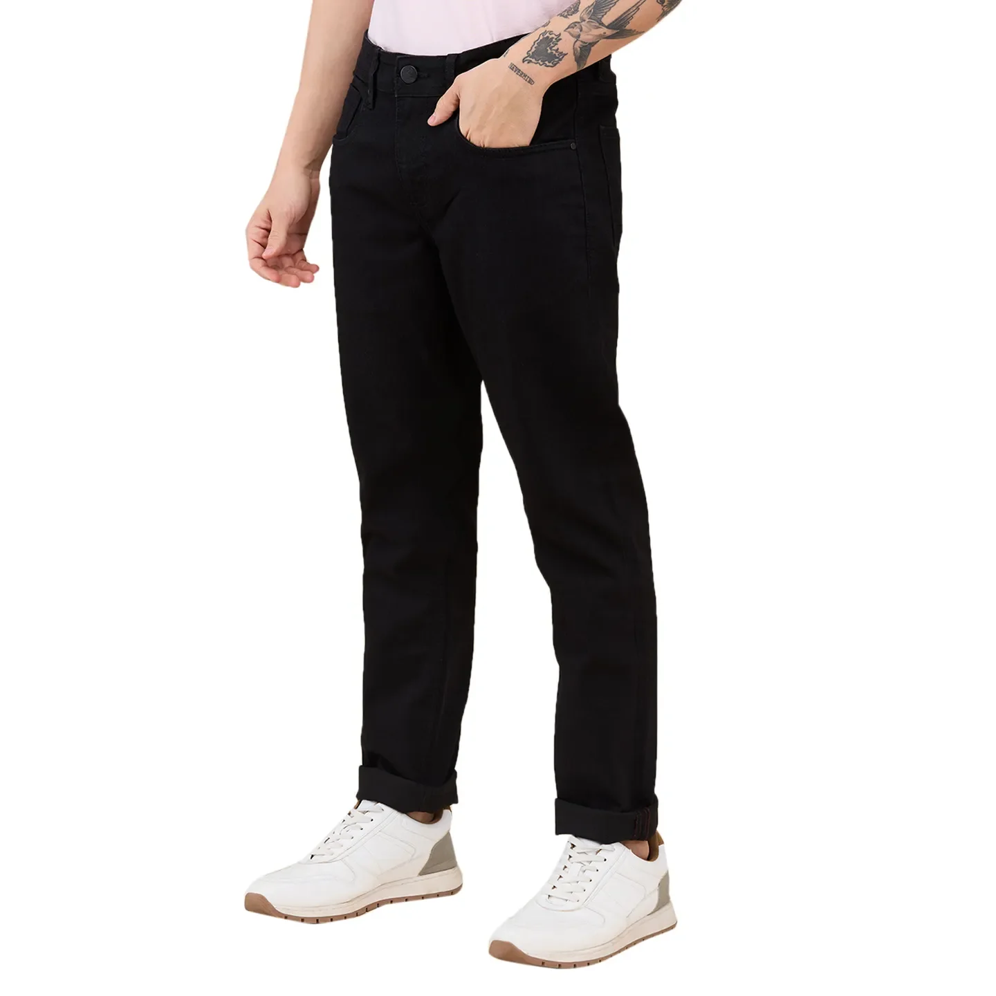 Black Slim Fit Men's Denims by Being Human Clothing - Image 4