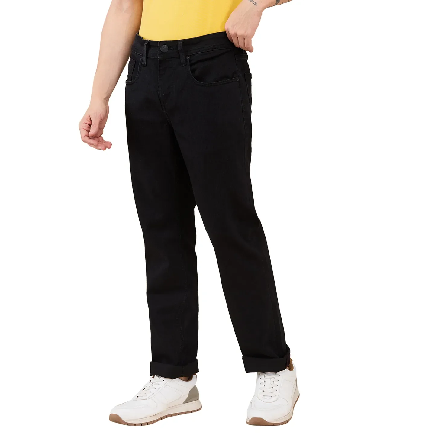 Black Straight Fit Men's Denims by Being Human Clothing - Image 4