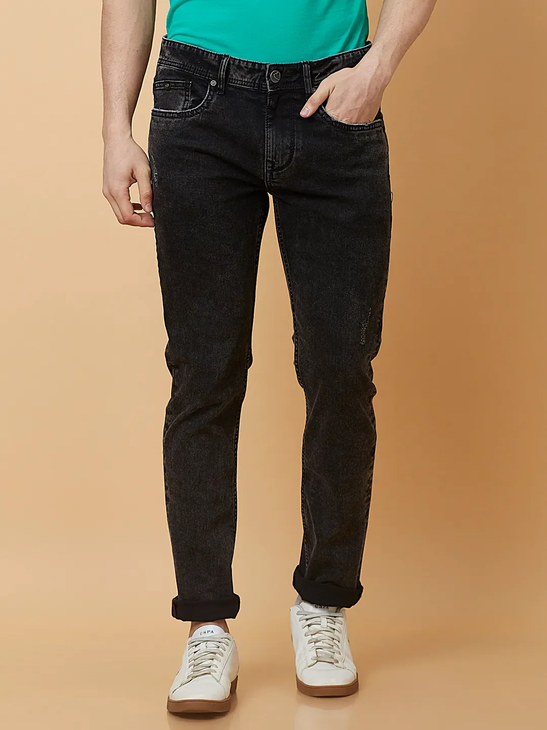 Black Boot Cut Fit Men's Denims by Being Human Clothing