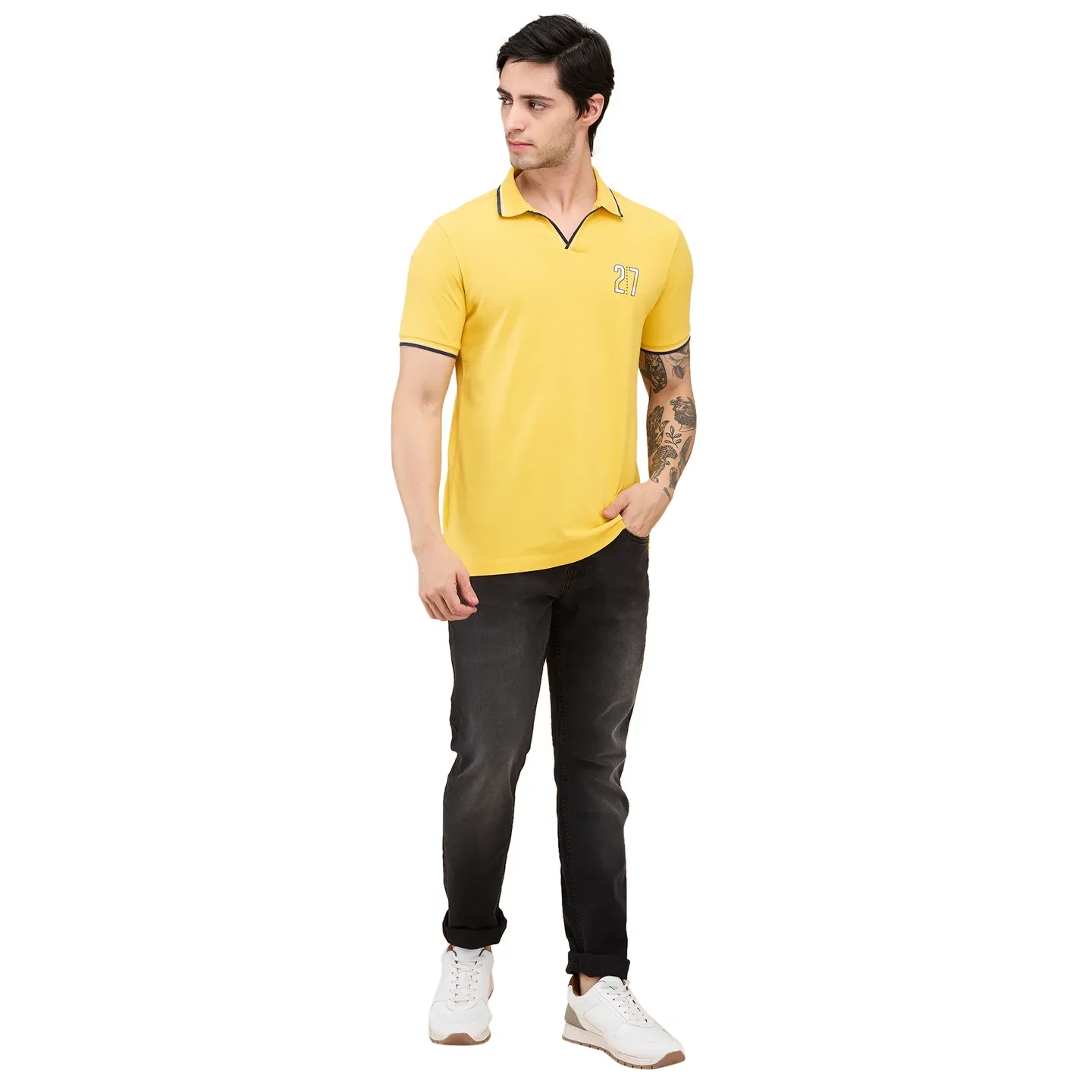 Black Slim Fit Men's Denims by Being Human Clothing - Image 2
