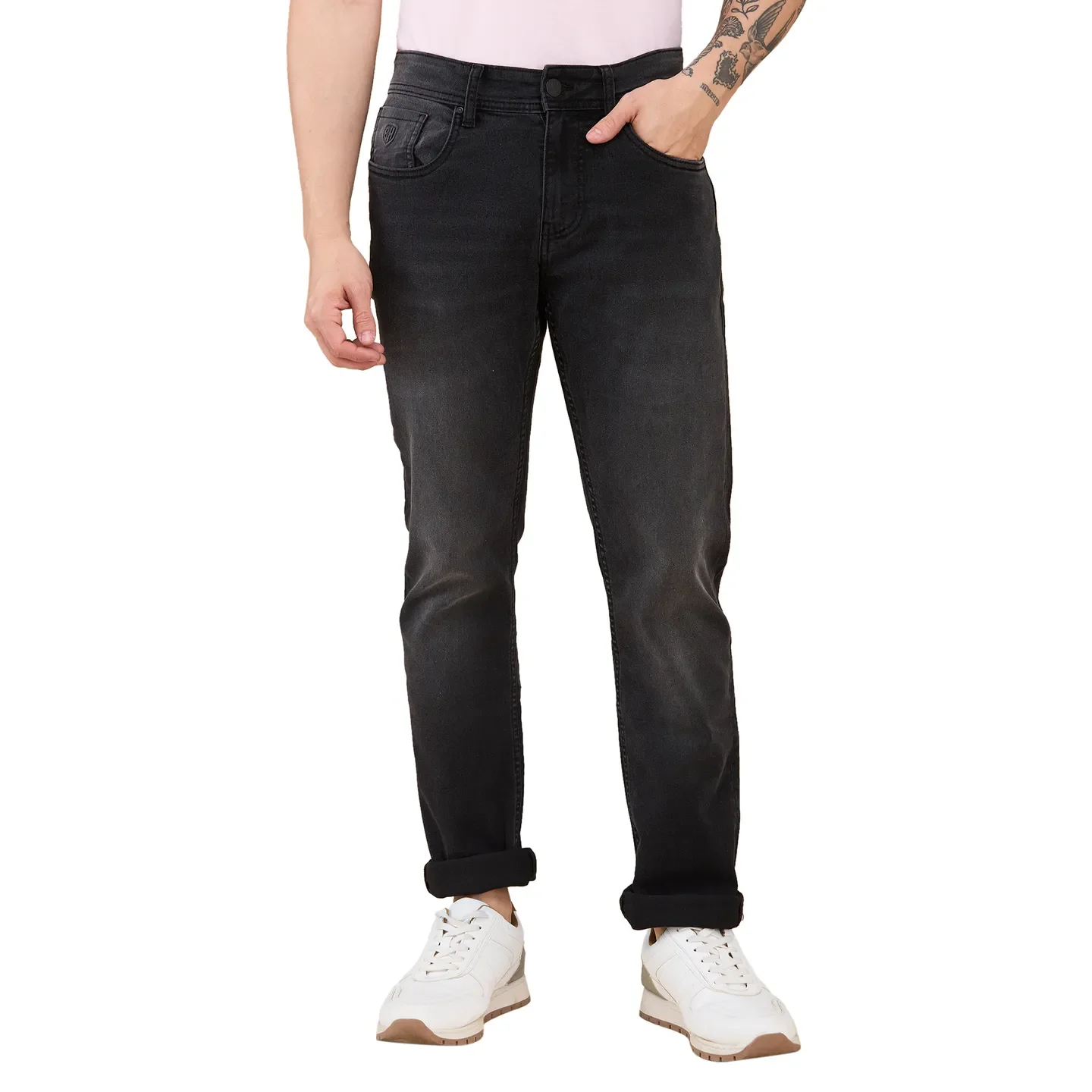 Black Straight Fit Men's Denims by Being Human Clothing