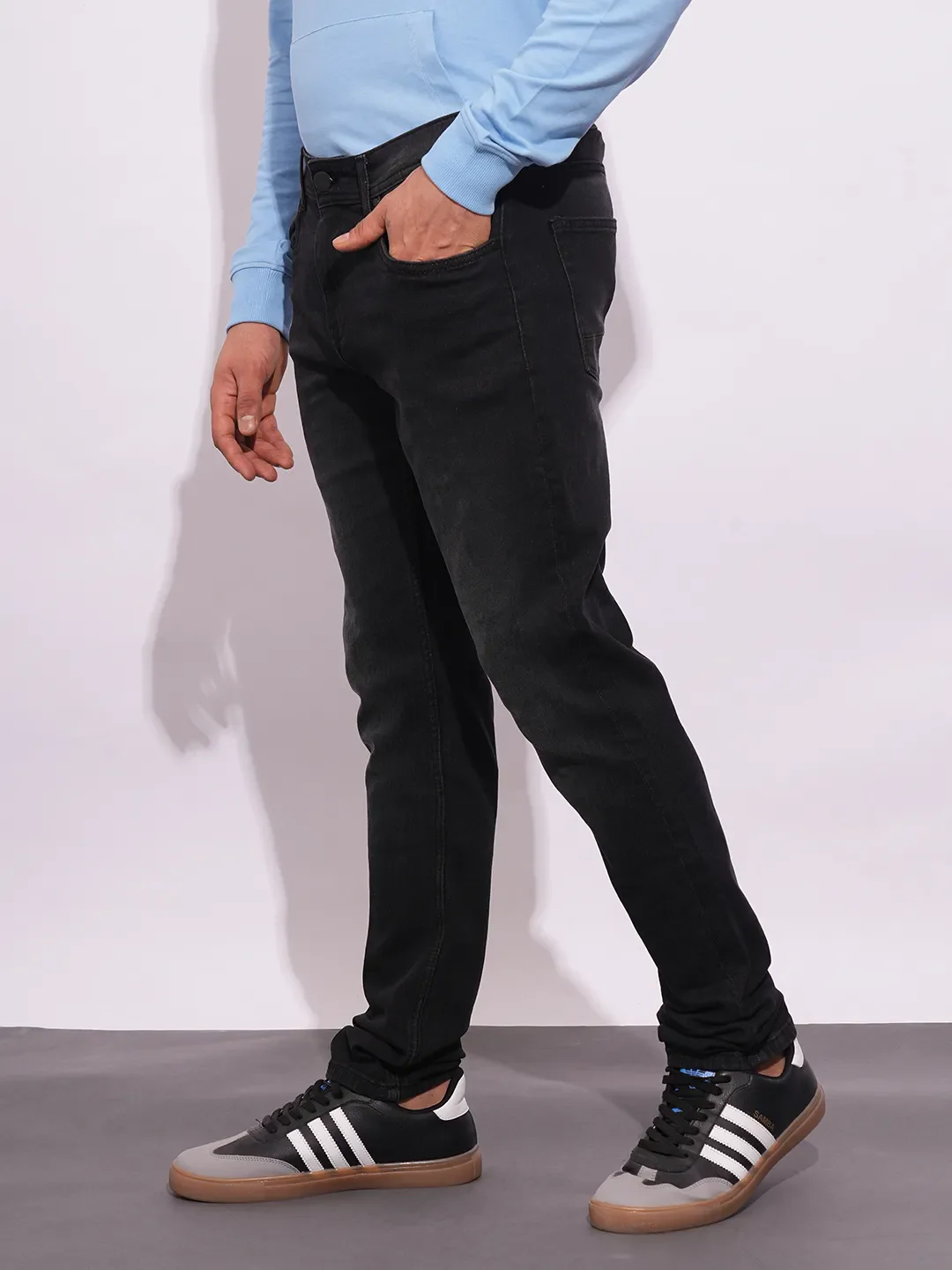 Black Slim Fit Men's Denims by Being Human Clothing - Image 2