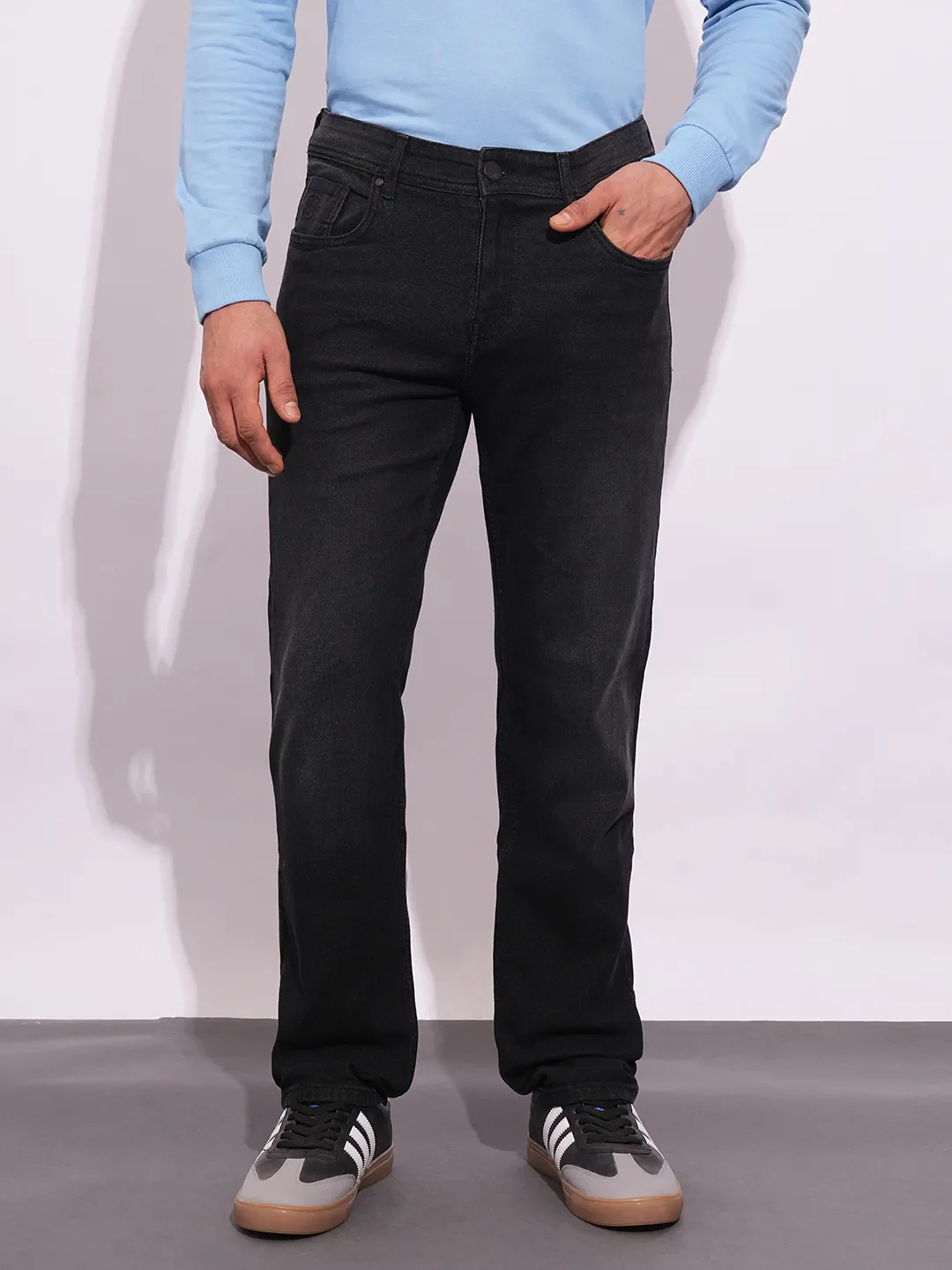 Black Straight Fit Men's Denims by Being Human Clothing