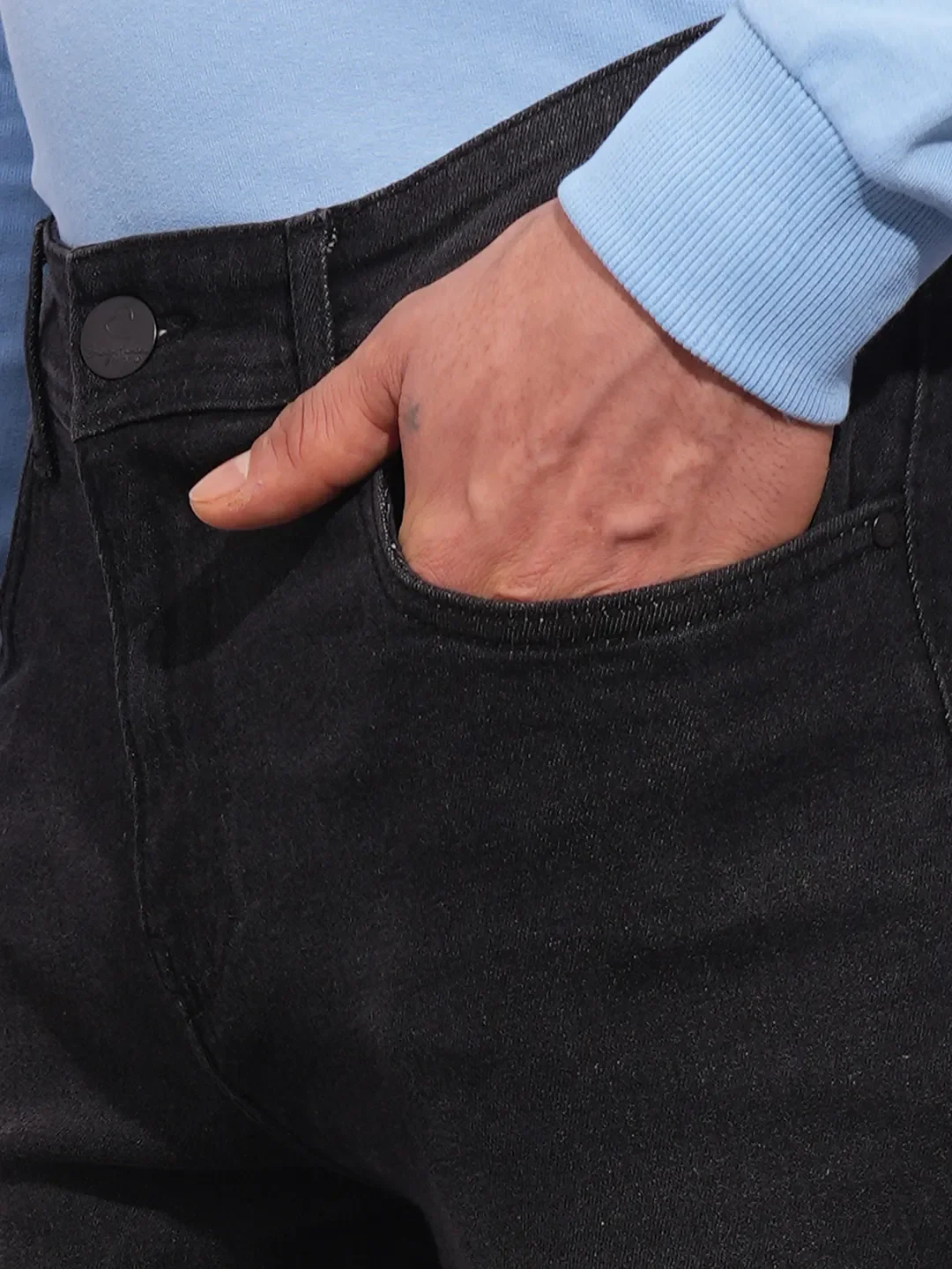 Black Straight Fit Men's Denims by Being Human Clothing - Image 5