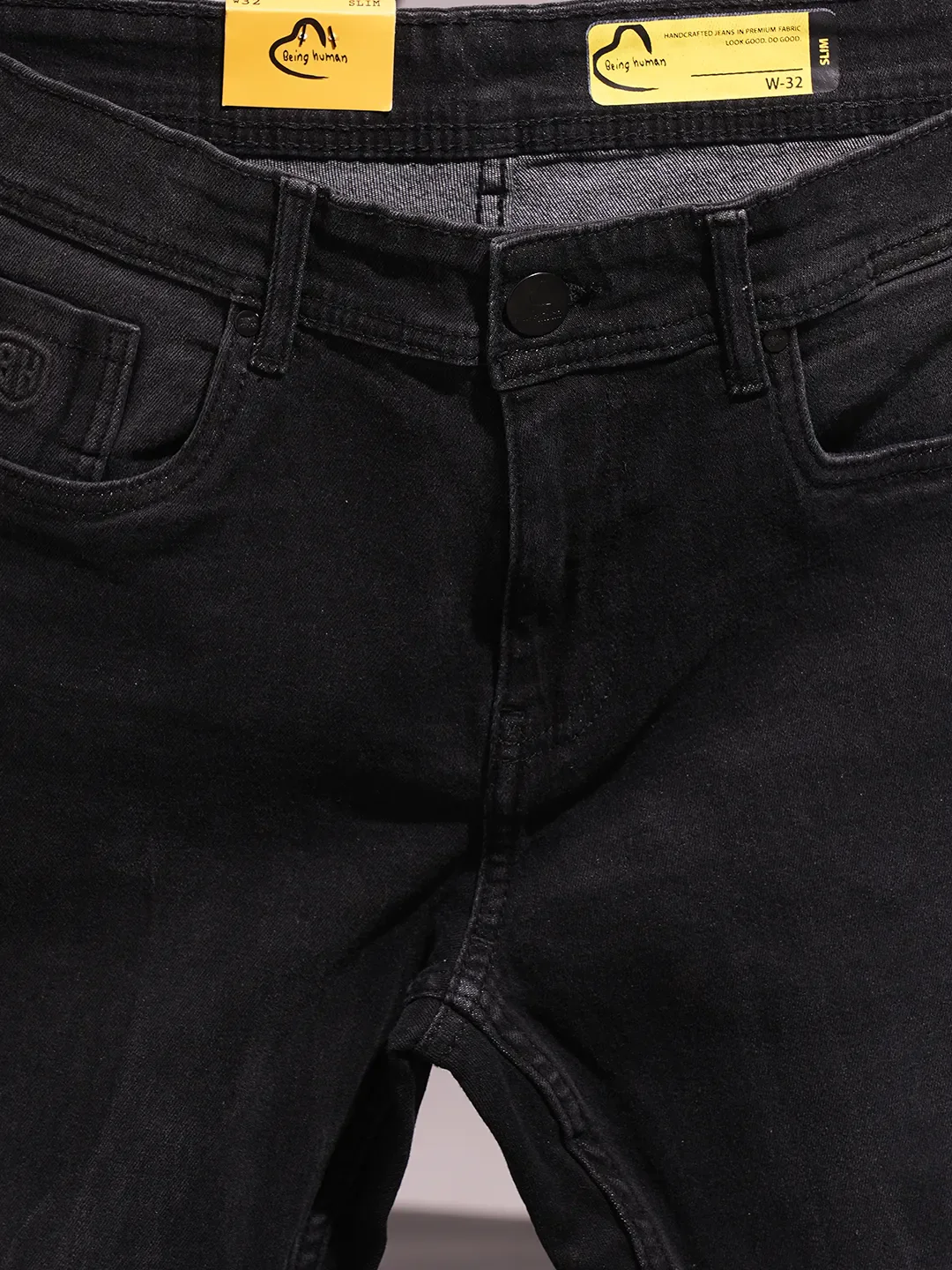 Black Straight Fit Men's Denims by Being Human Clothing - Image 6