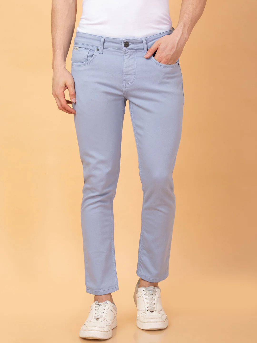 Blue Cropped Fit Denims For Men By Being Human Clothing