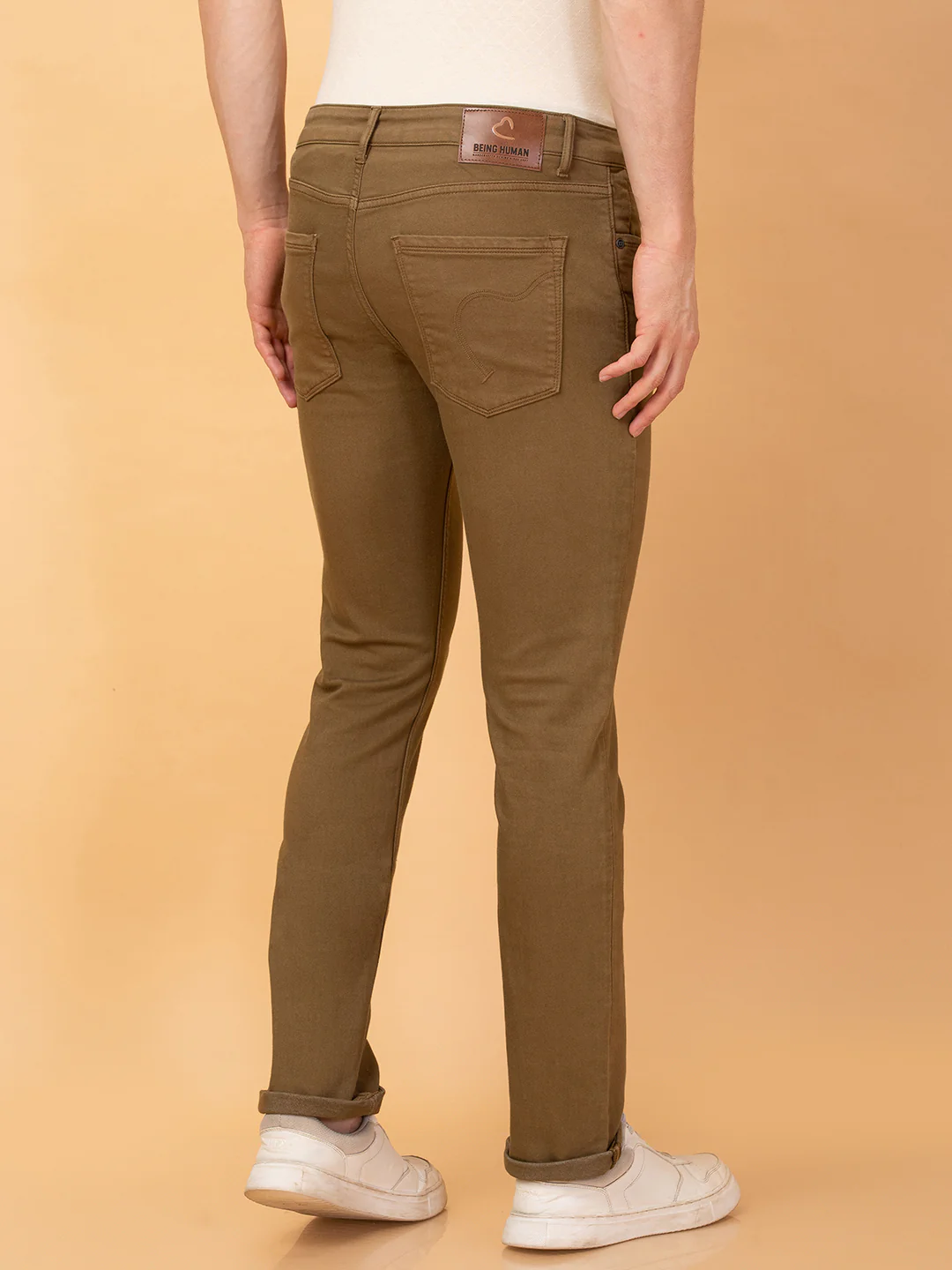 Camel Straight Fit Denims For Men By Being Human Clothing - Image 3