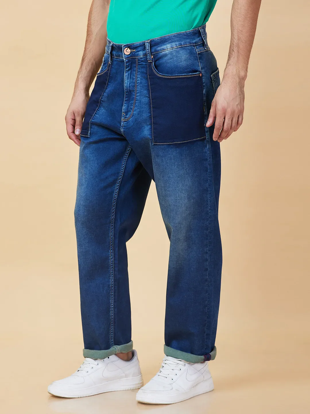 Dark Blue Anti Fit Denims For Men By Being Human Clothing - Image 4