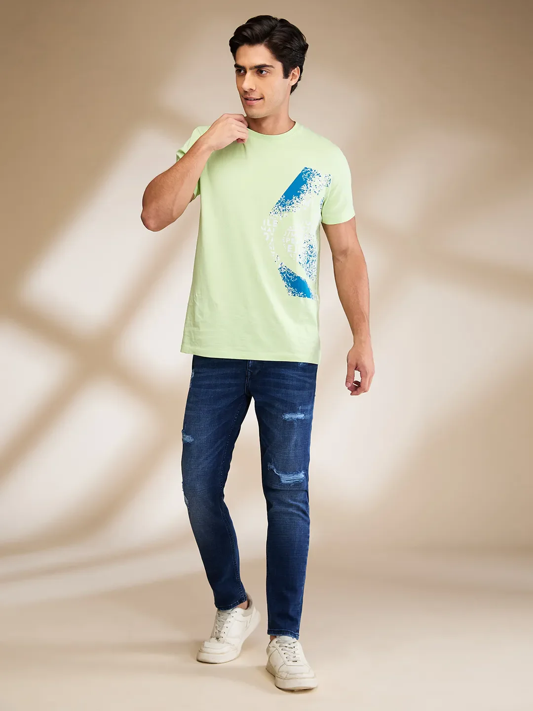 Dark Blue Cropped Fit Denims For Men By Being Human Clothing - Image 2