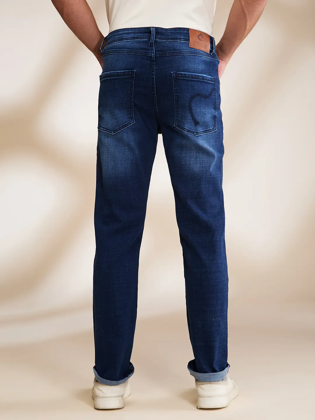 Dark Blue Straight Fit Denims For Men By Being Human Clothing - Image 3
