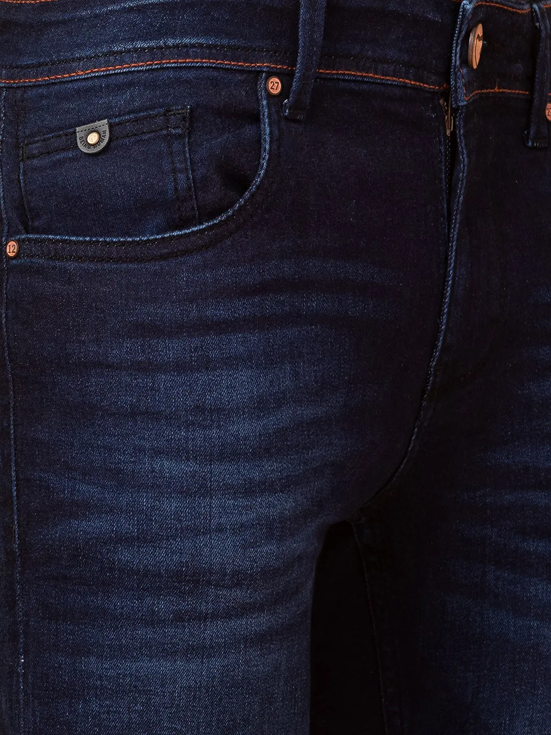 Dark Blue Cropped Fit Denims For Men By Being Human Clothing - Image 5