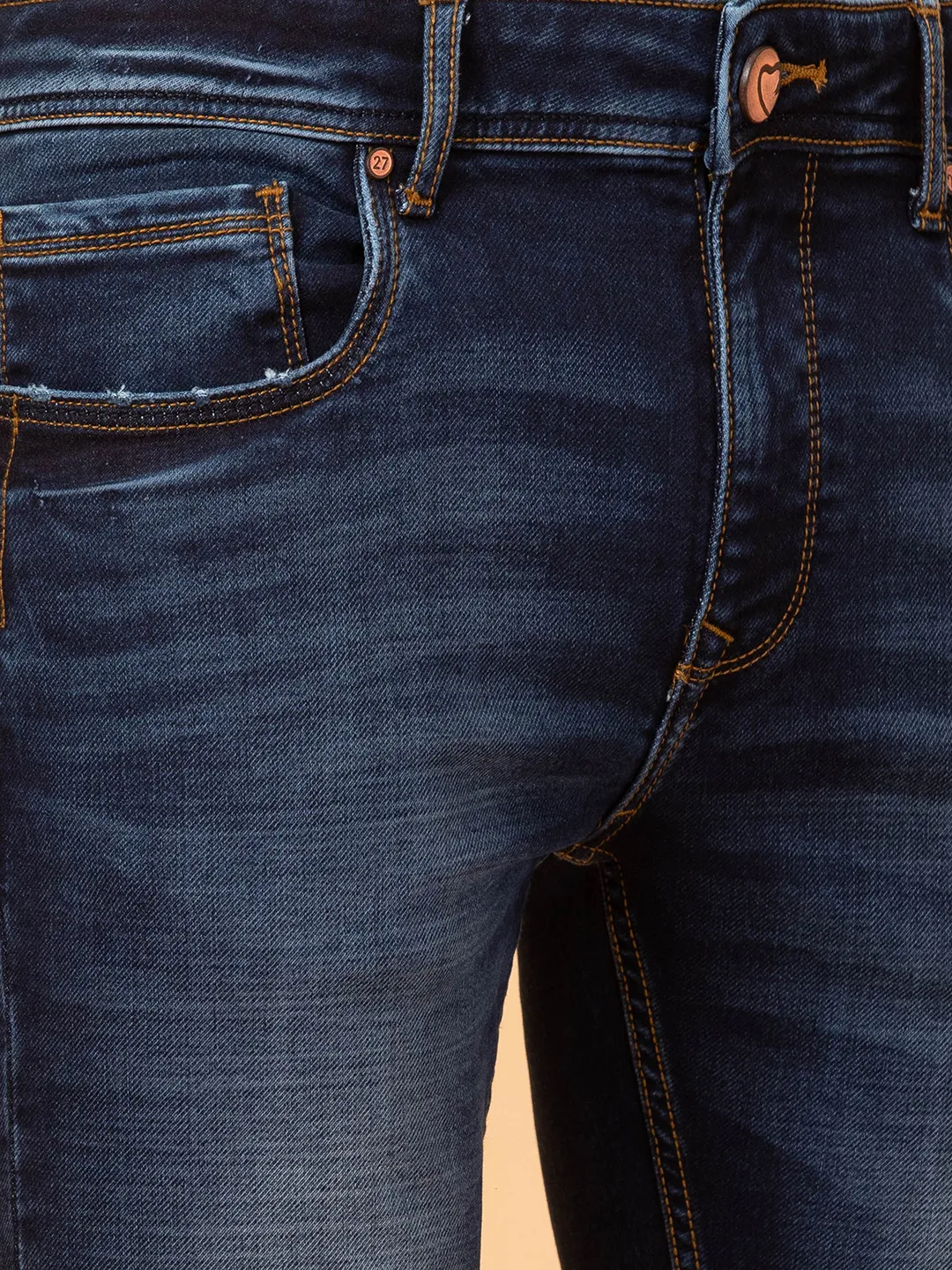 Dark Blue Slim Fit Denims For Men By Being Human Clothing - Image 5
