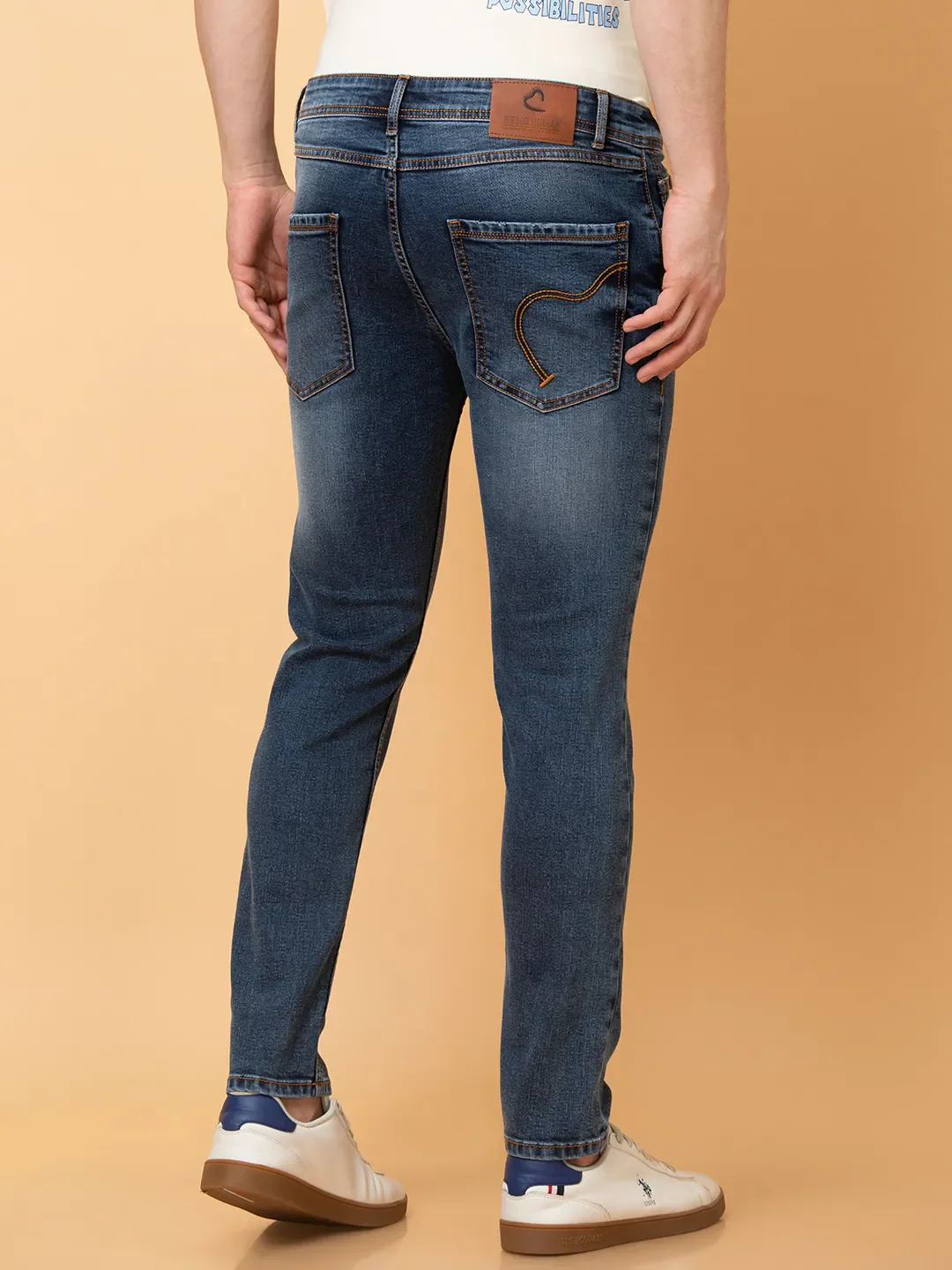 Blue Cropped fit Men's Denims by Being Human Clothing - Image 3