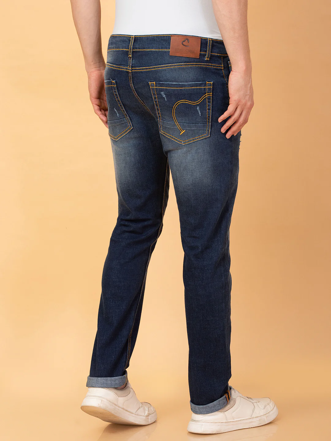 Dark Blue Slim Fit Denims For Men By Being Human Clothing - Image 3
