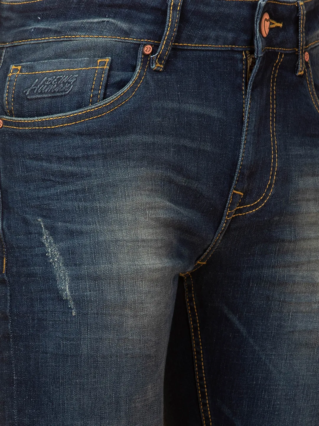 Dark Blue Straight Fit Denims For Men By Being Human Clothing - Image 5