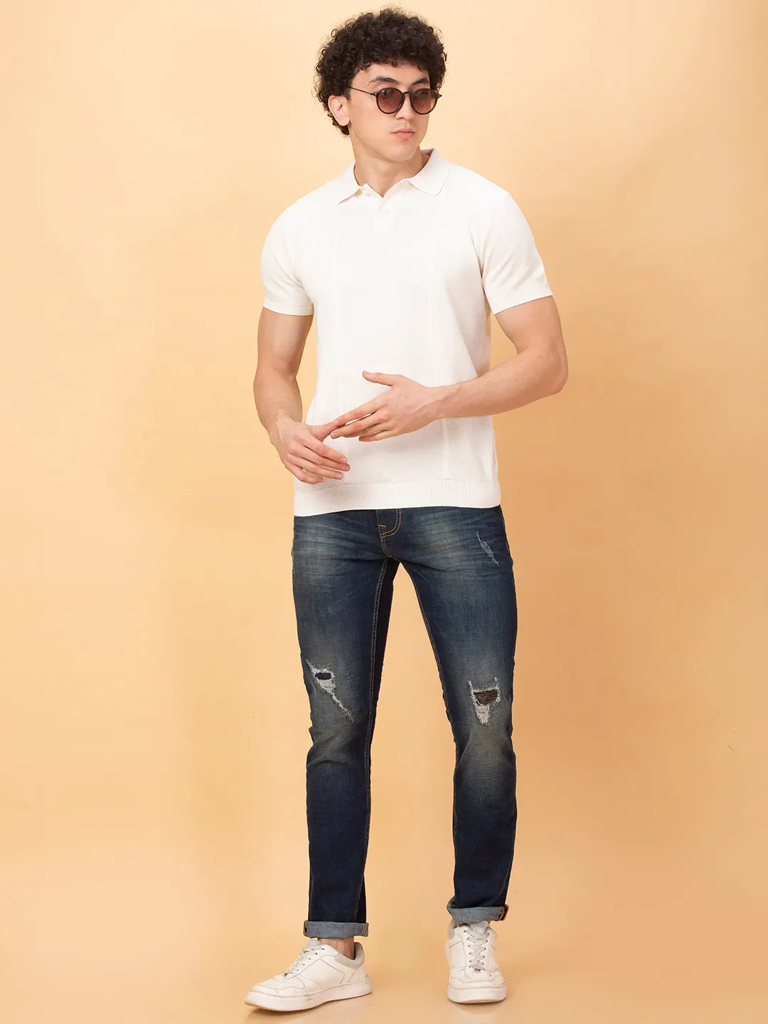 Dark Blue Straight Fit Denims For Men By Being Human Clothing - Image 6