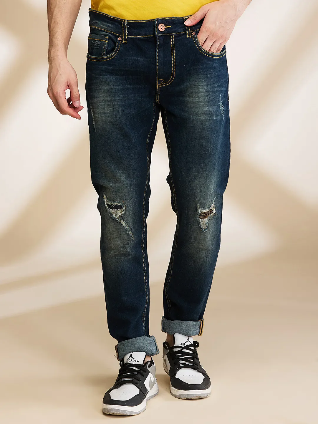 Blue Slim Fit Men's Denims by Being Human Clothing