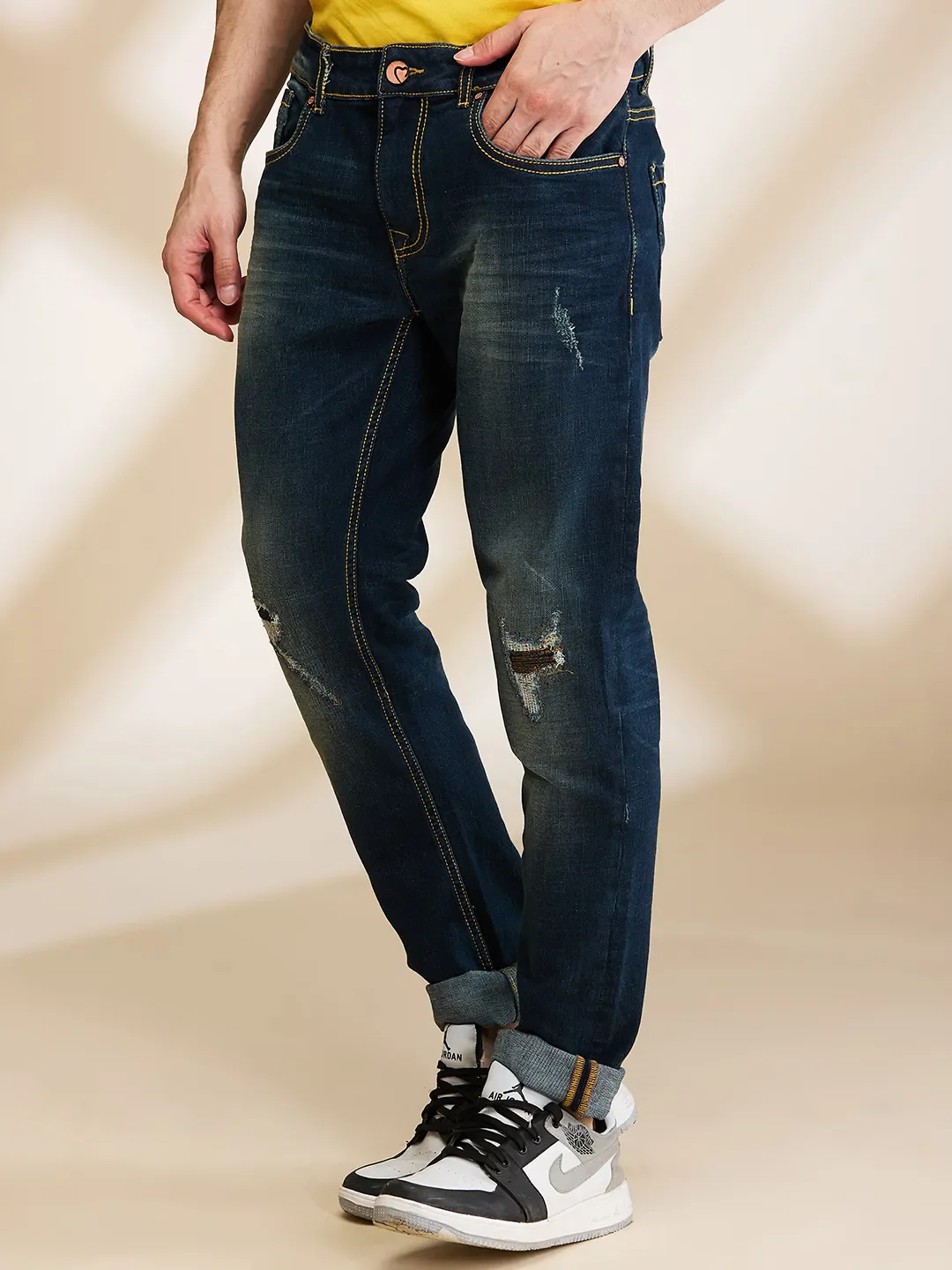 Blue Slim Fit Men's Denims by Being Human Clothing - Image 4