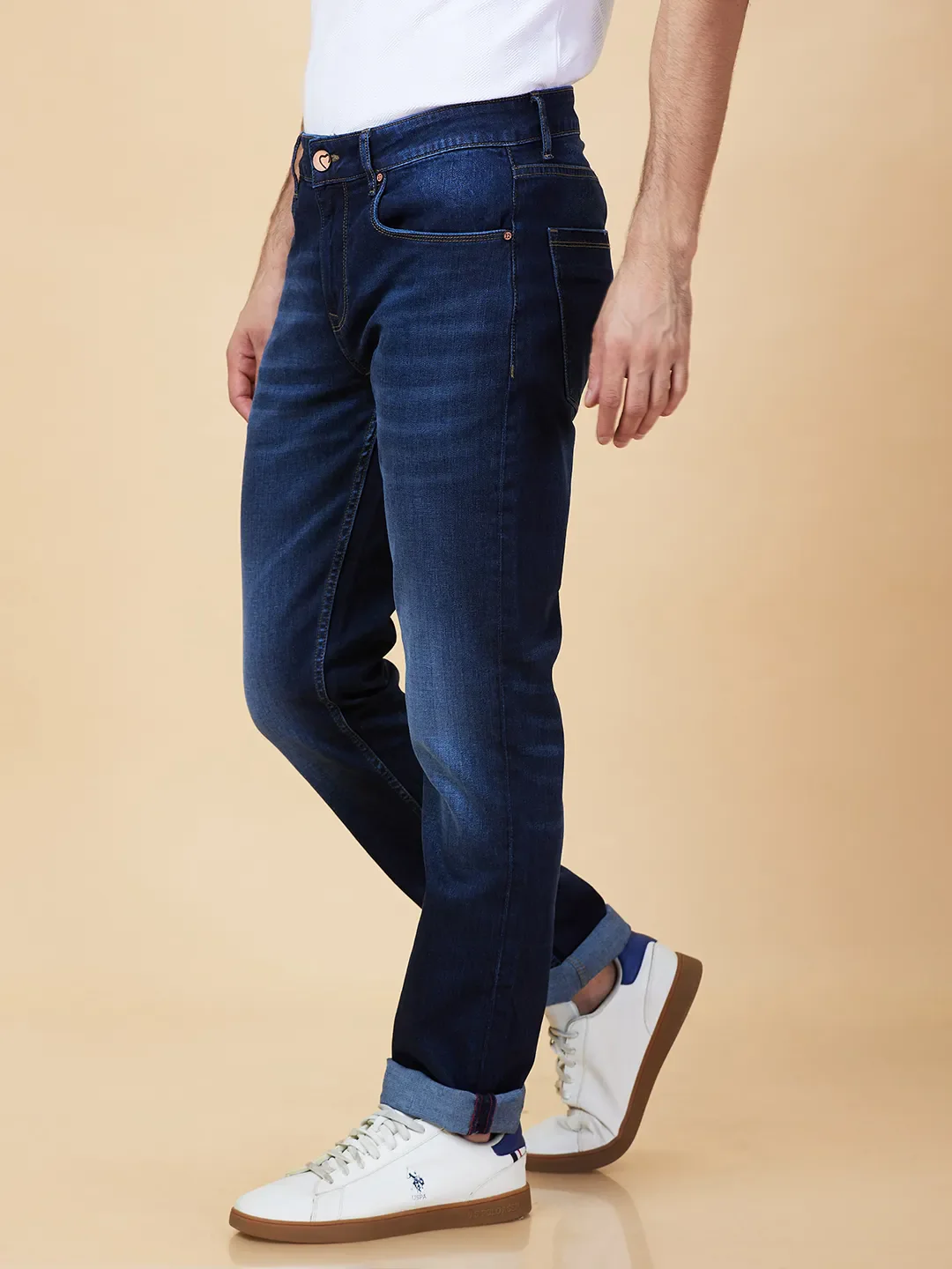 Blue Straight Fit Men's Denims by Being Human Clothing - Image 4
