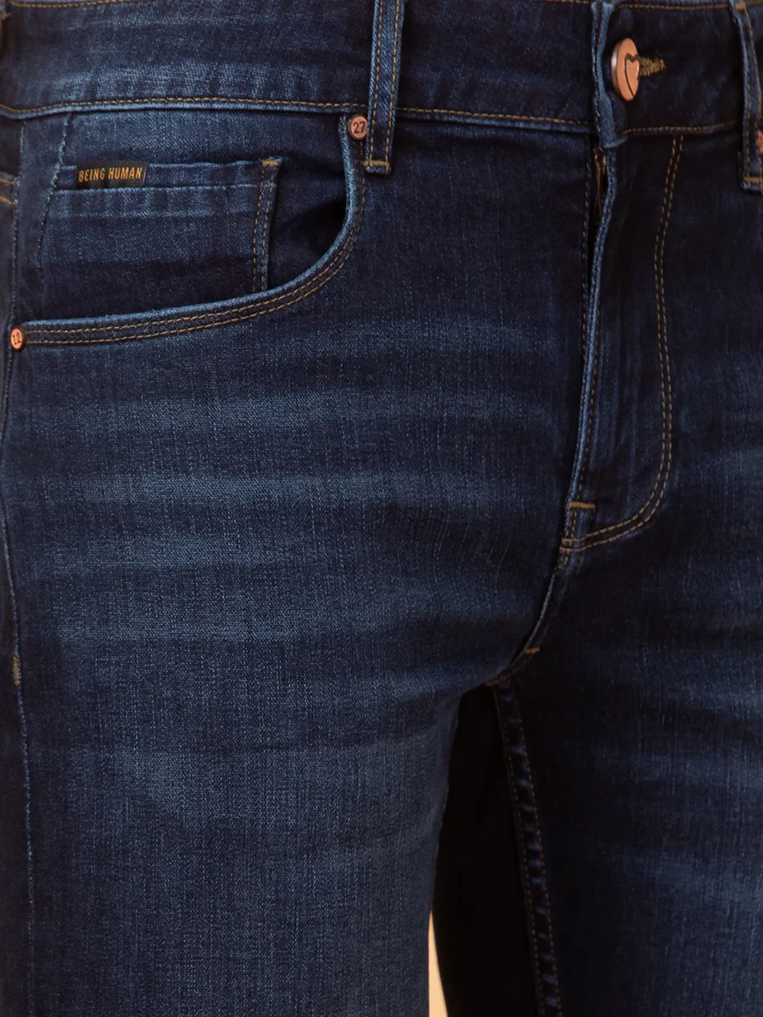 Blue Cropped fit Men's Denims by Being Human Clothing - Image 5