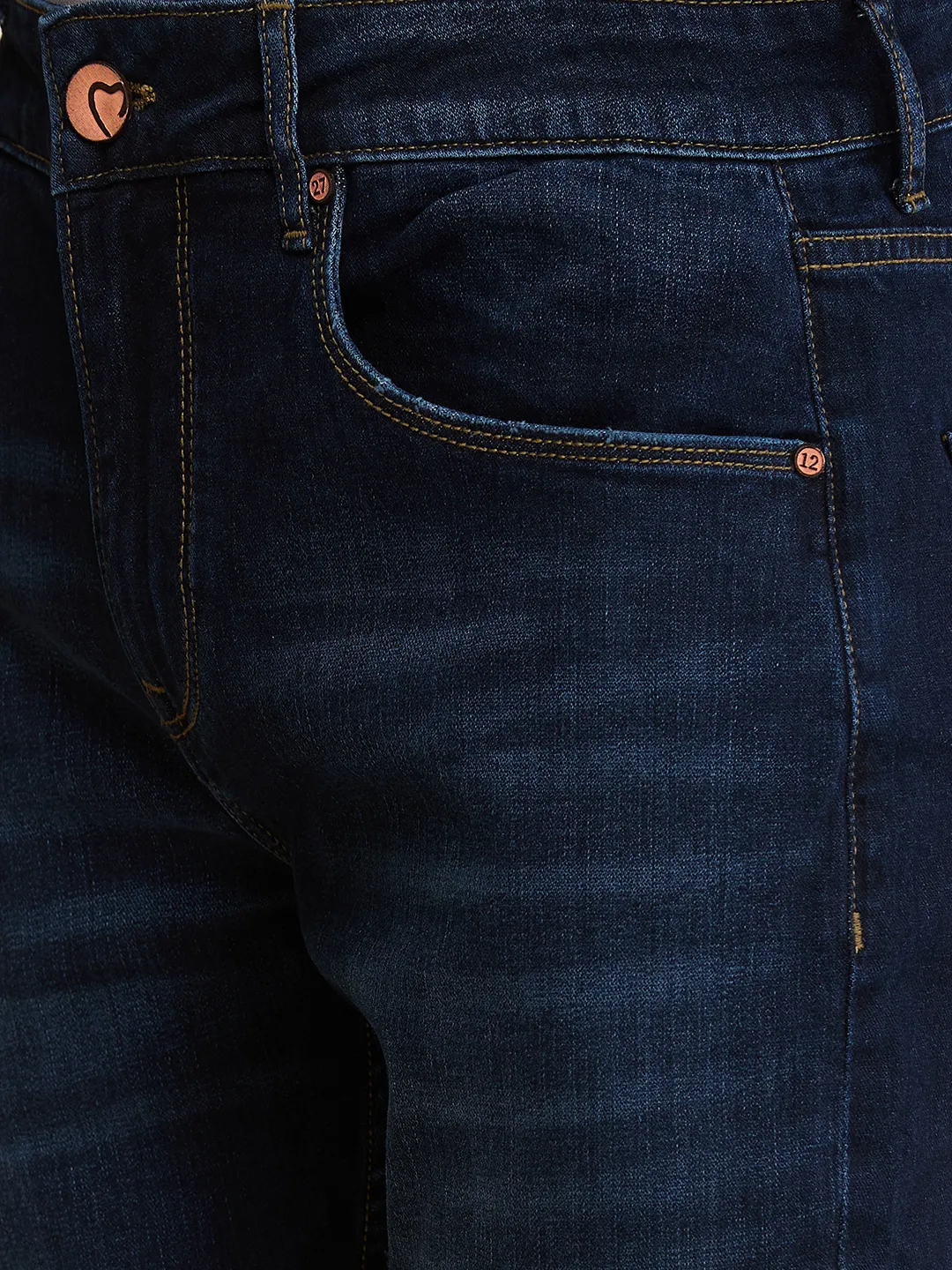 Dark Blue Slim Fit Denims For Men By Being Human Clothing - Image 5