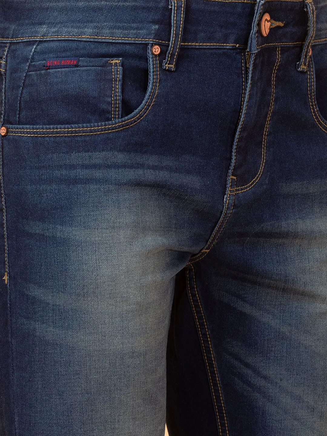 Blue Slim Fit Men's Denims by Being Human Clothing - Image 5