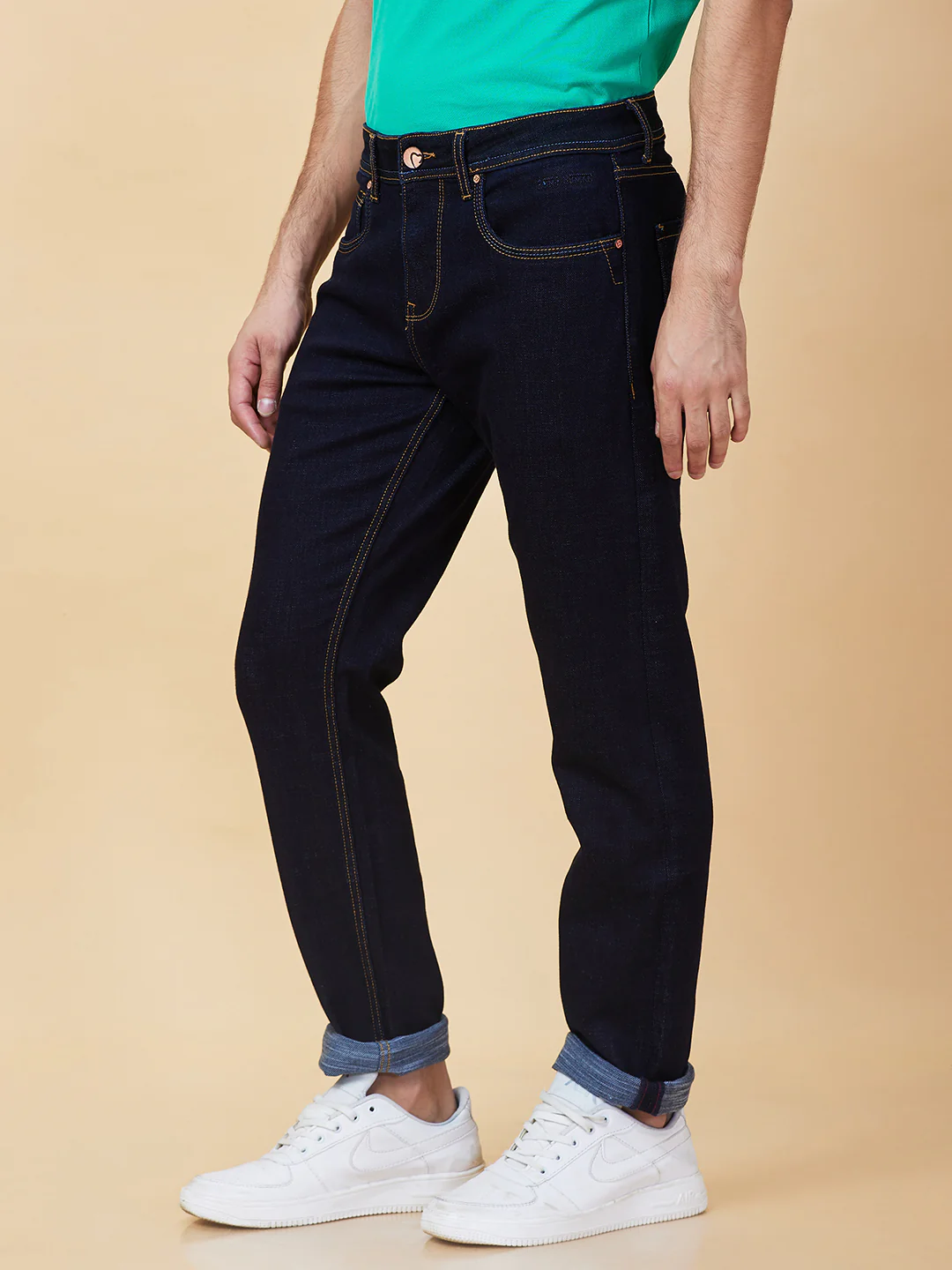 Dark Blue Slim Fit Denims For Men By Being Human Clothing - Image 4