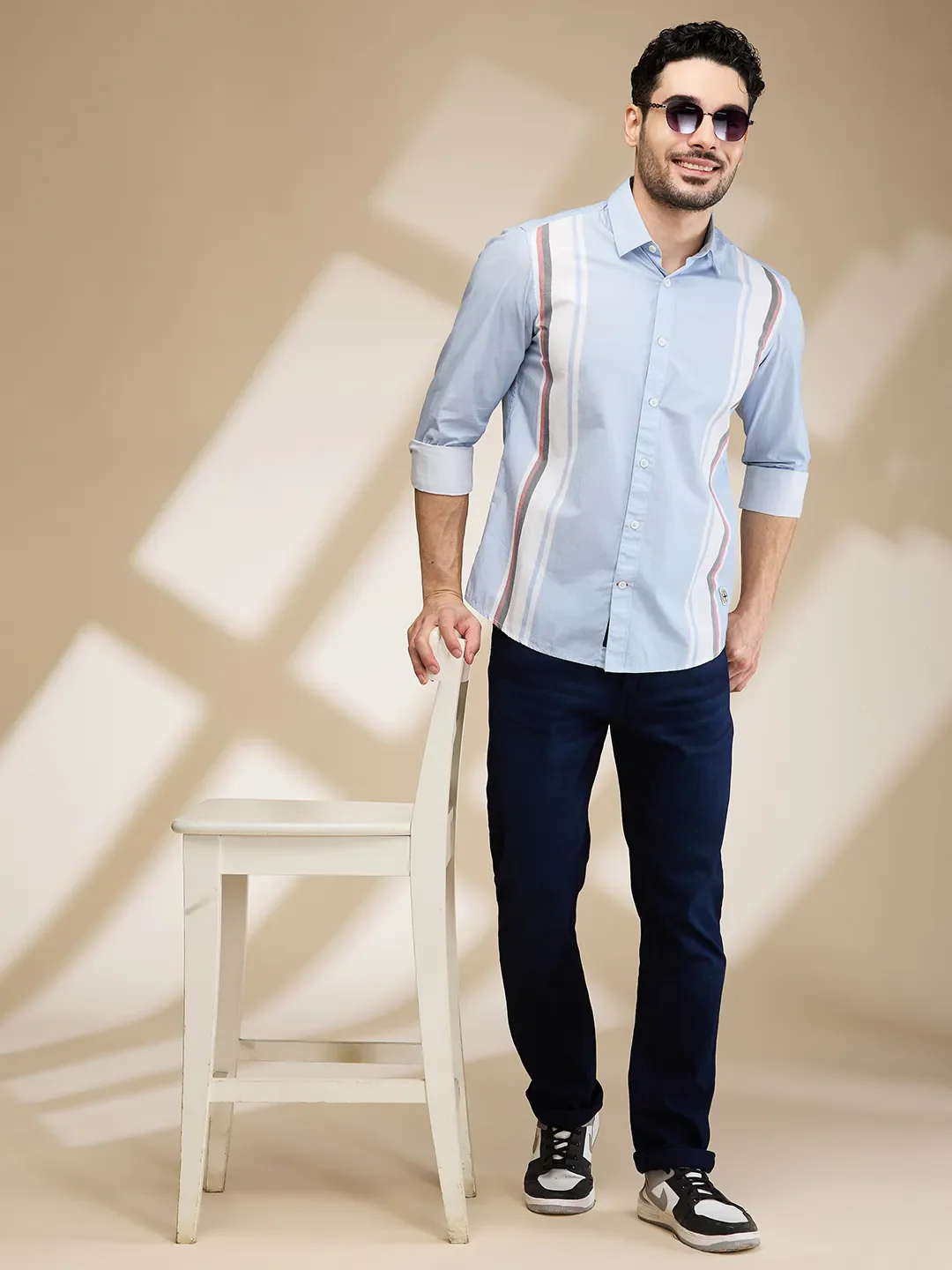 Dark Blue Straight Fit Denims For Men By Being Human Clothing - Image 6