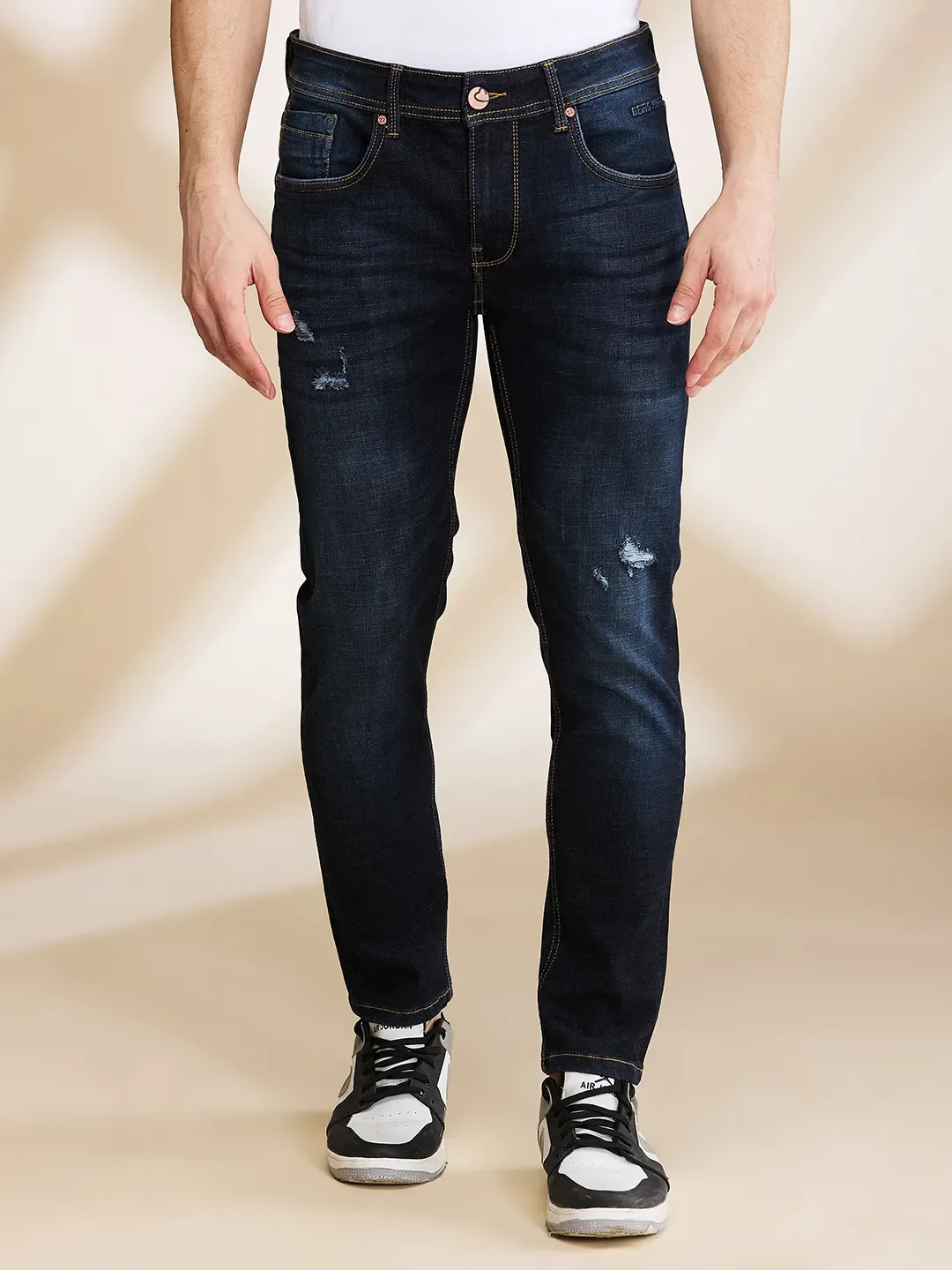 Blue Cropped fit Men's Denims by Being Human Clothing