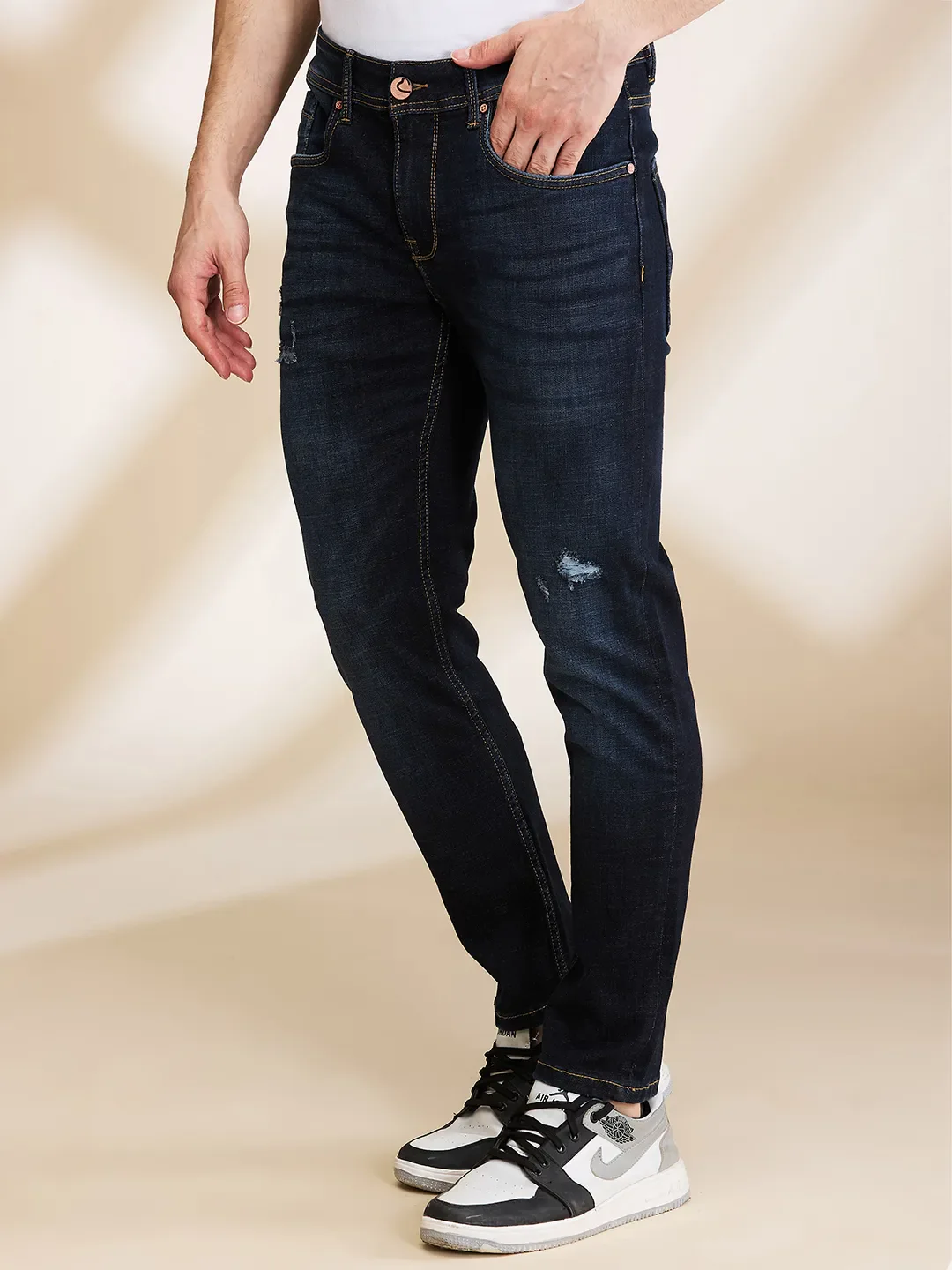 Blue Cropped fit Men's Denims by Being Human Clothing - Image 4