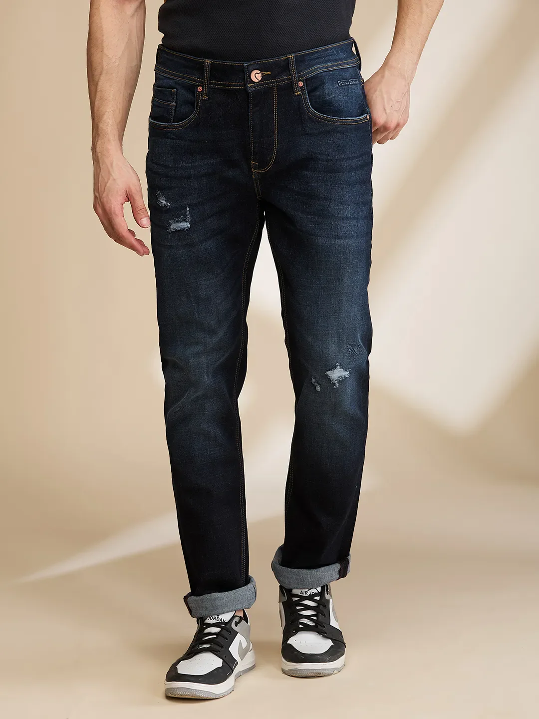 Blue Straight Fit Men's Denims by Being Human Clothing