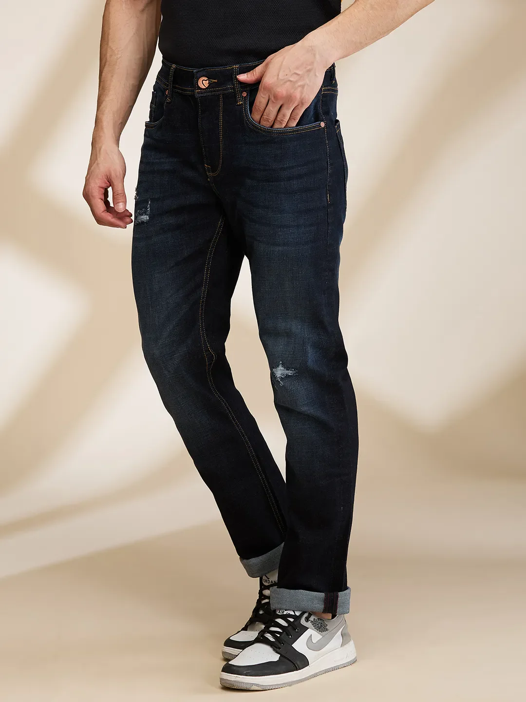 Blue Straight Fit Men's Denims by Being Human Clothing - Image 4