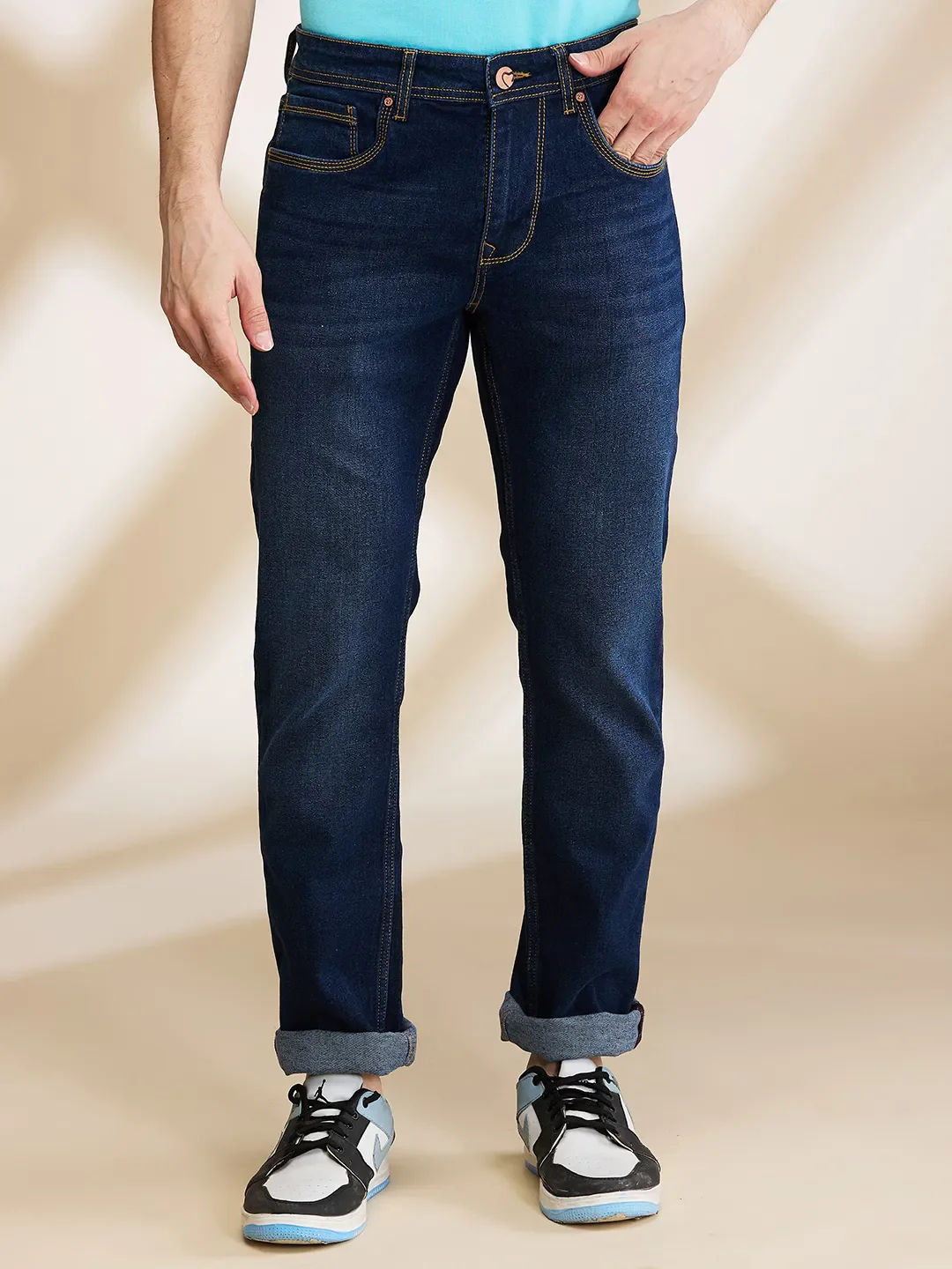 Blue Straight Fit Men's Denims by Being Human Clothing