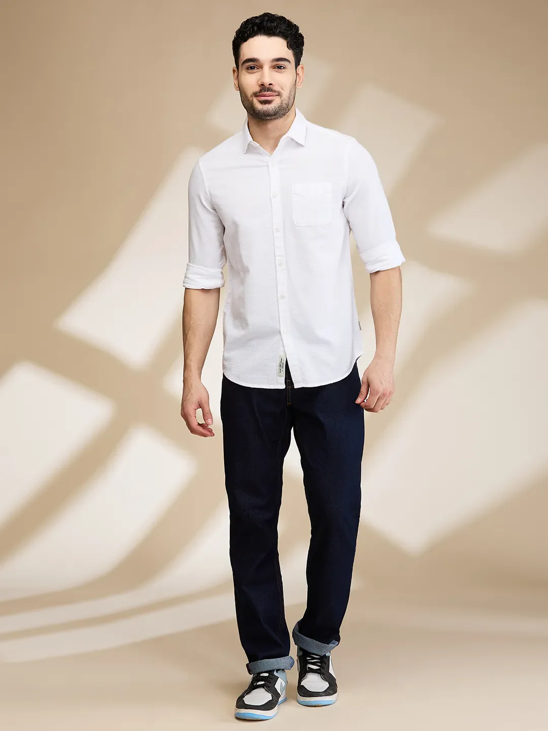 Dark Blue Straight Fit Denims For Men By Being Human Clothing - Image 2