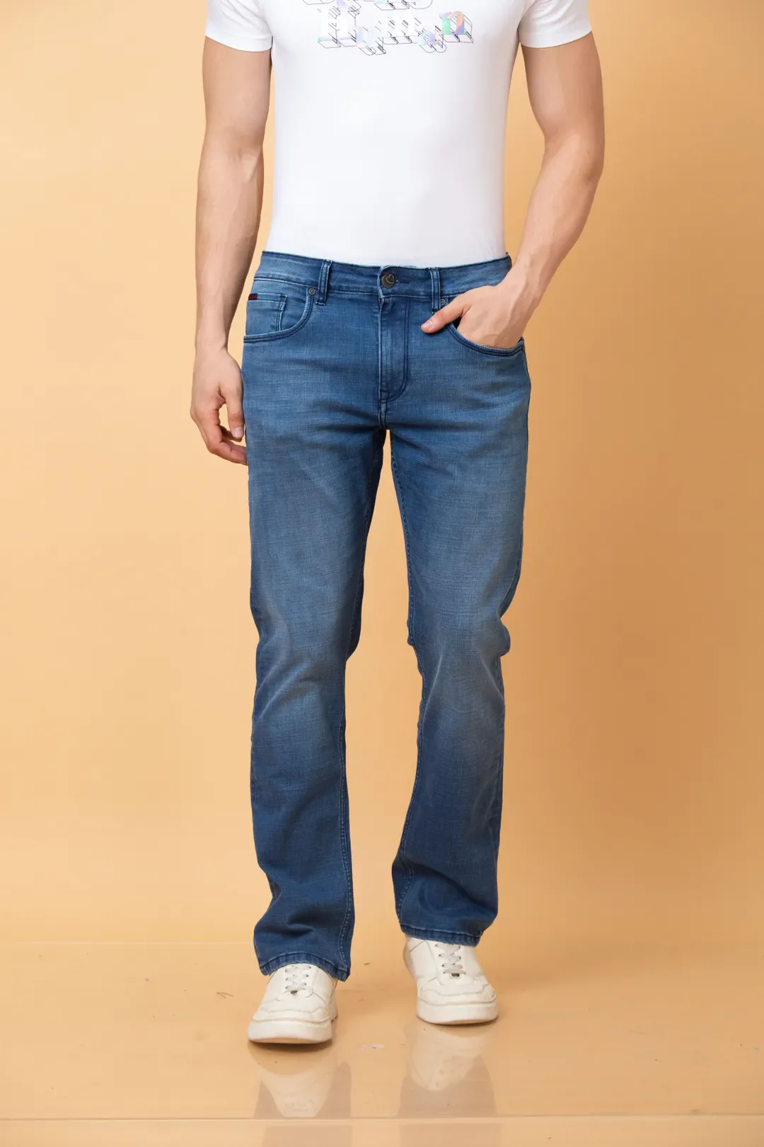 Blue Straight Fit Men's Denims by Being Human Clothing
