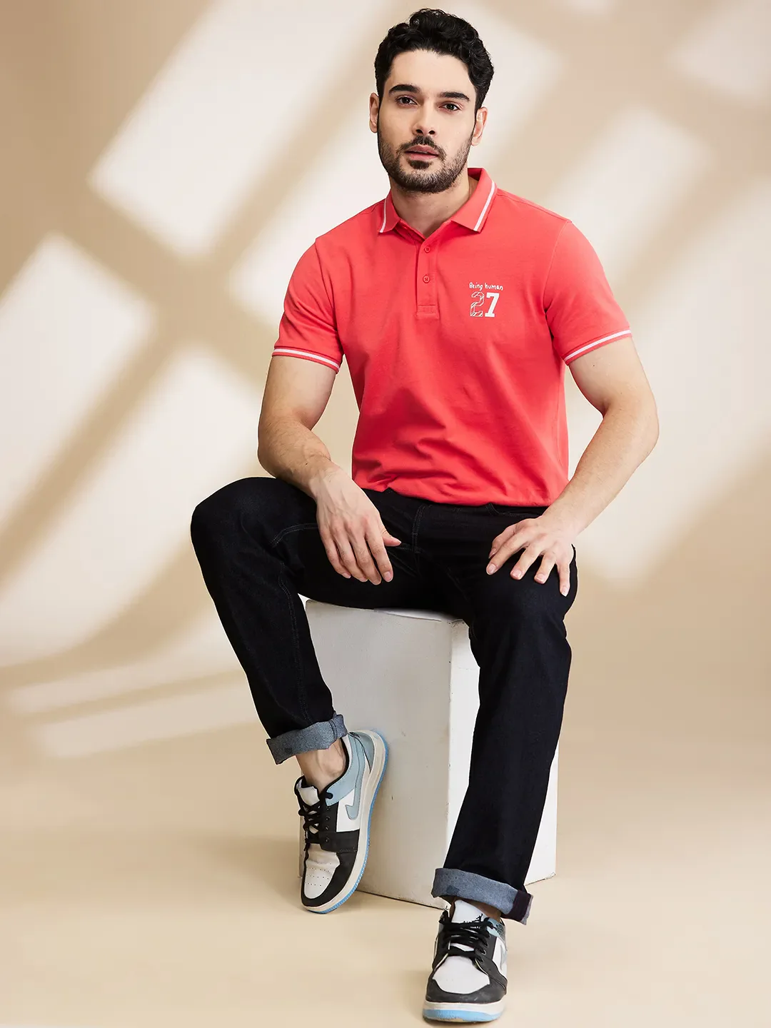 Black Straight Fit Denims For Men By Being Human Clothing - Image 6