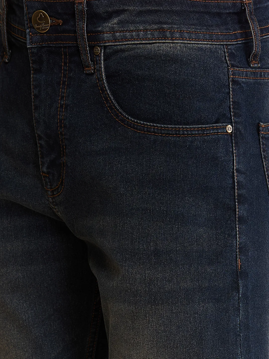 Dark Blue Slim Fit Denims For Men By Being Human Clothing - Image 5