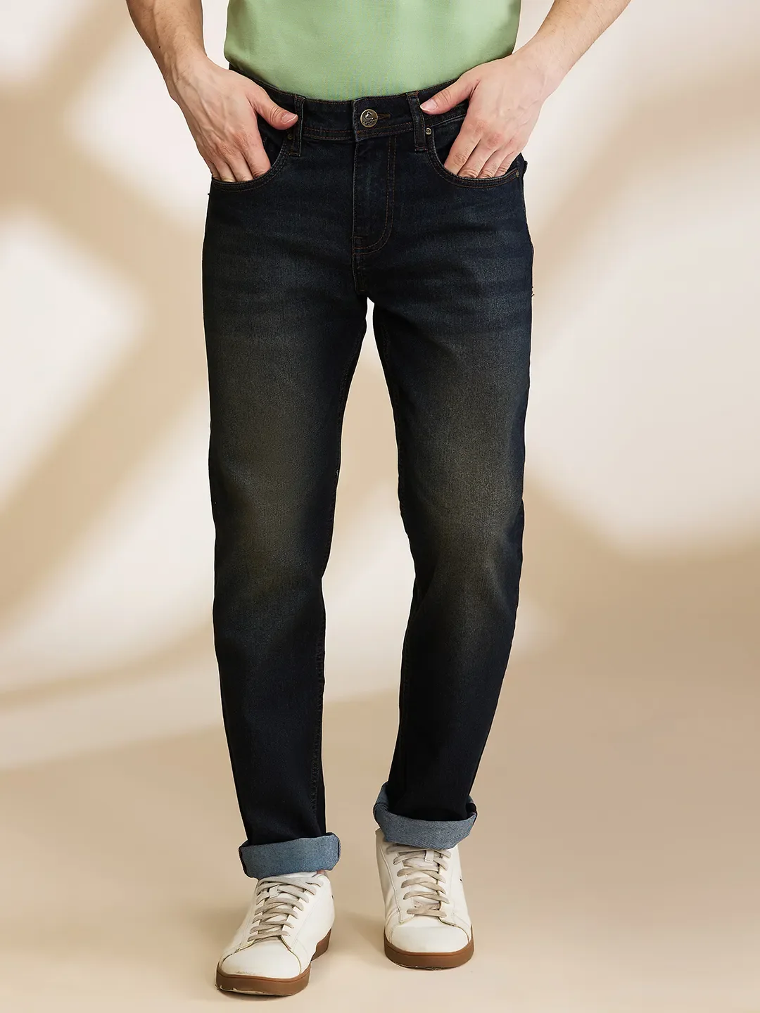 Blue Straight Fit Men's Denims by Being Human Clothing