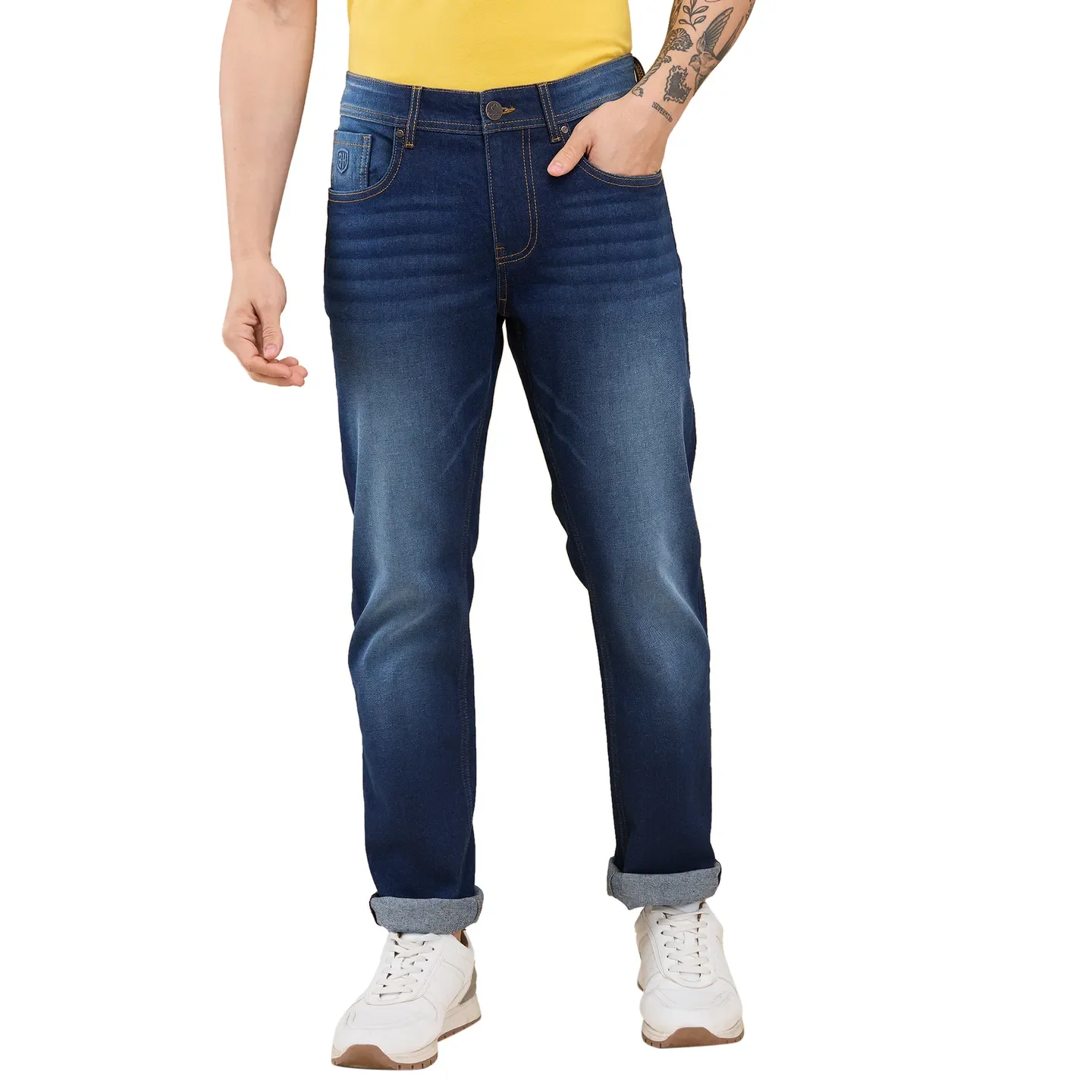 Blue Straight Fit Men's Denims by Being Human Clothing