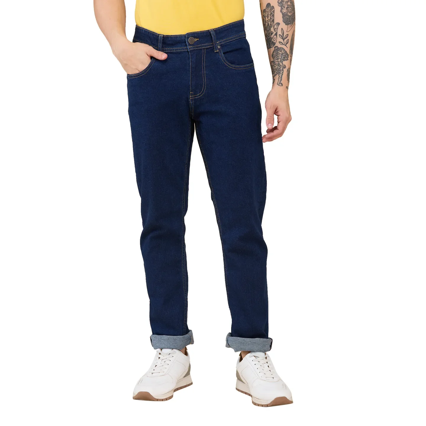 Blue Straight Fit Men's Denims by Being Human Clothing