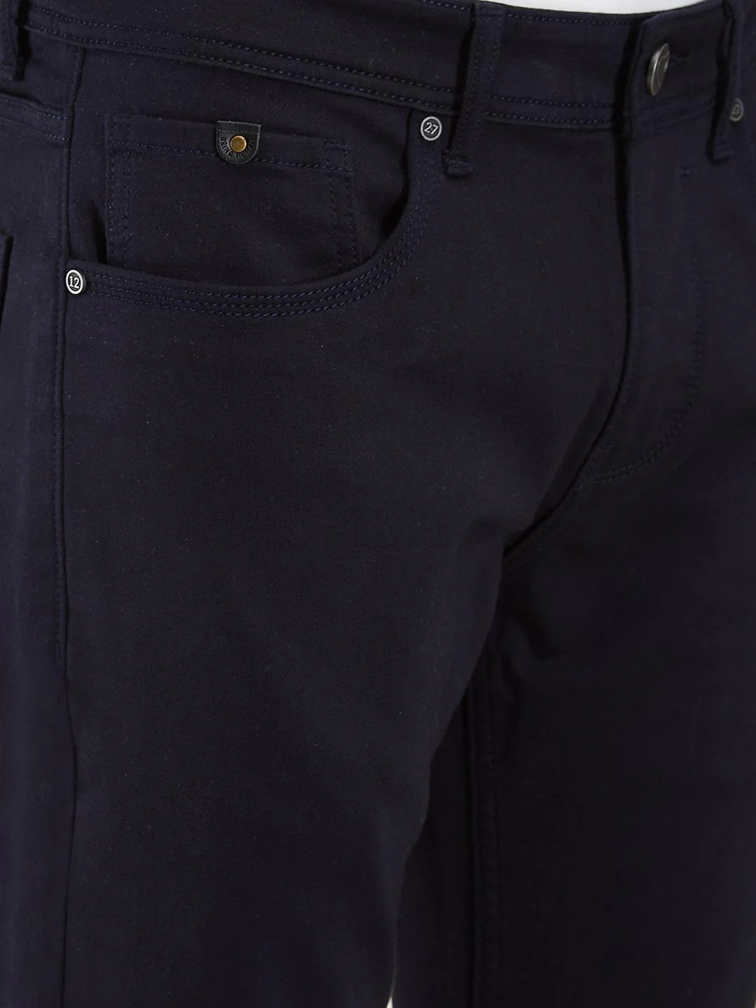 Navy Cropped Fit Denims For Men By Being Human Clothing - Image 4