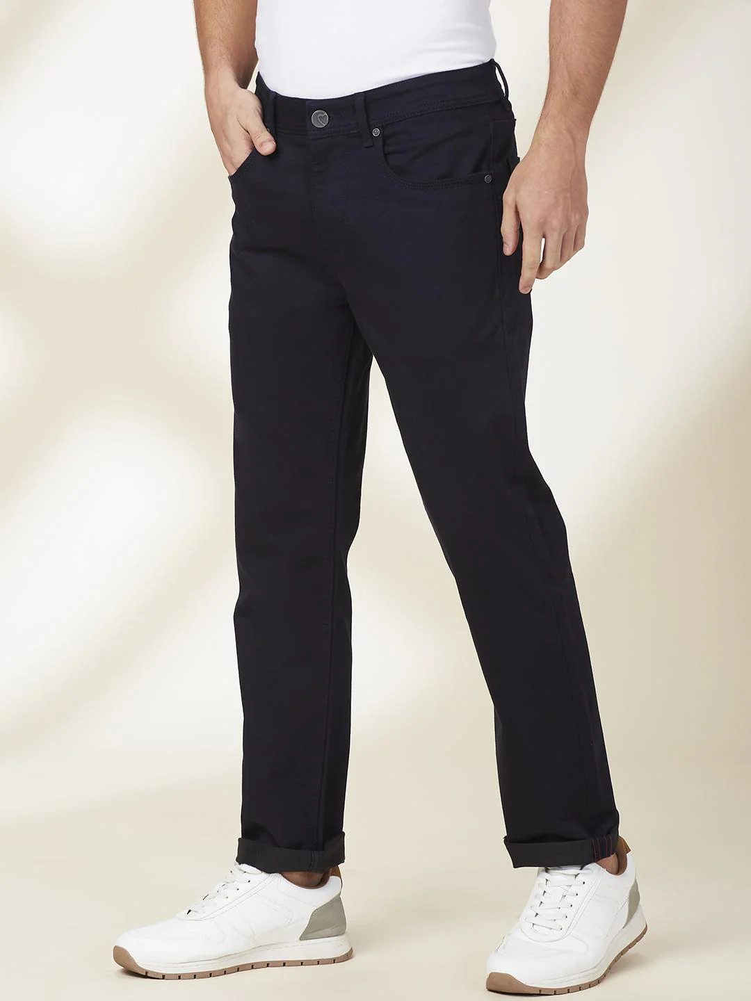 Navy Straight Fit Denims For Men By Being Human Clothing - Image 2