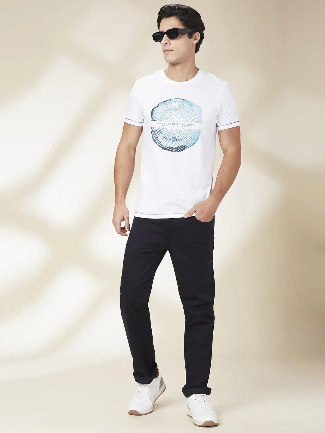 Navy Straight Fit Denims For Men By Being Human Clothing - Image 6