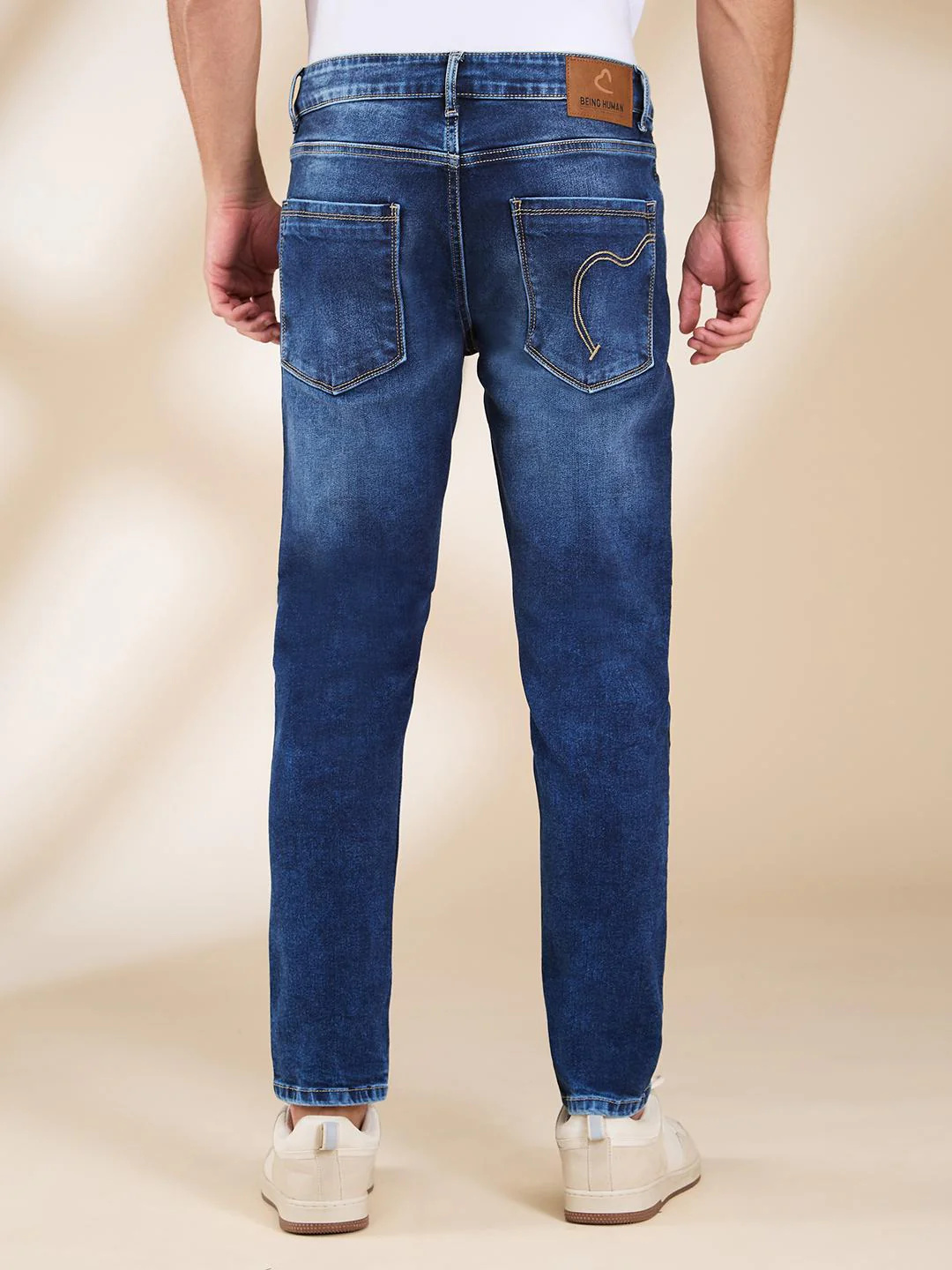 Dark Blue Cropped Fit Denims For Men By Being Human Clothing - Image 3