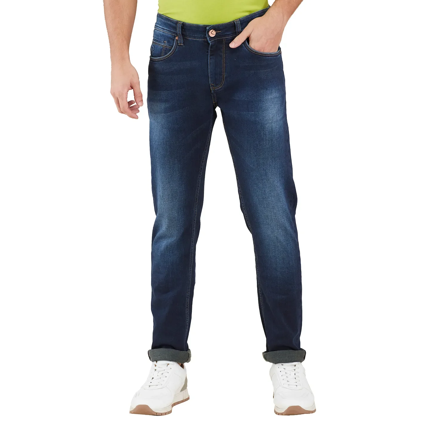 Dark Blue Slim Fit Denims For Men By Being Human Clothing