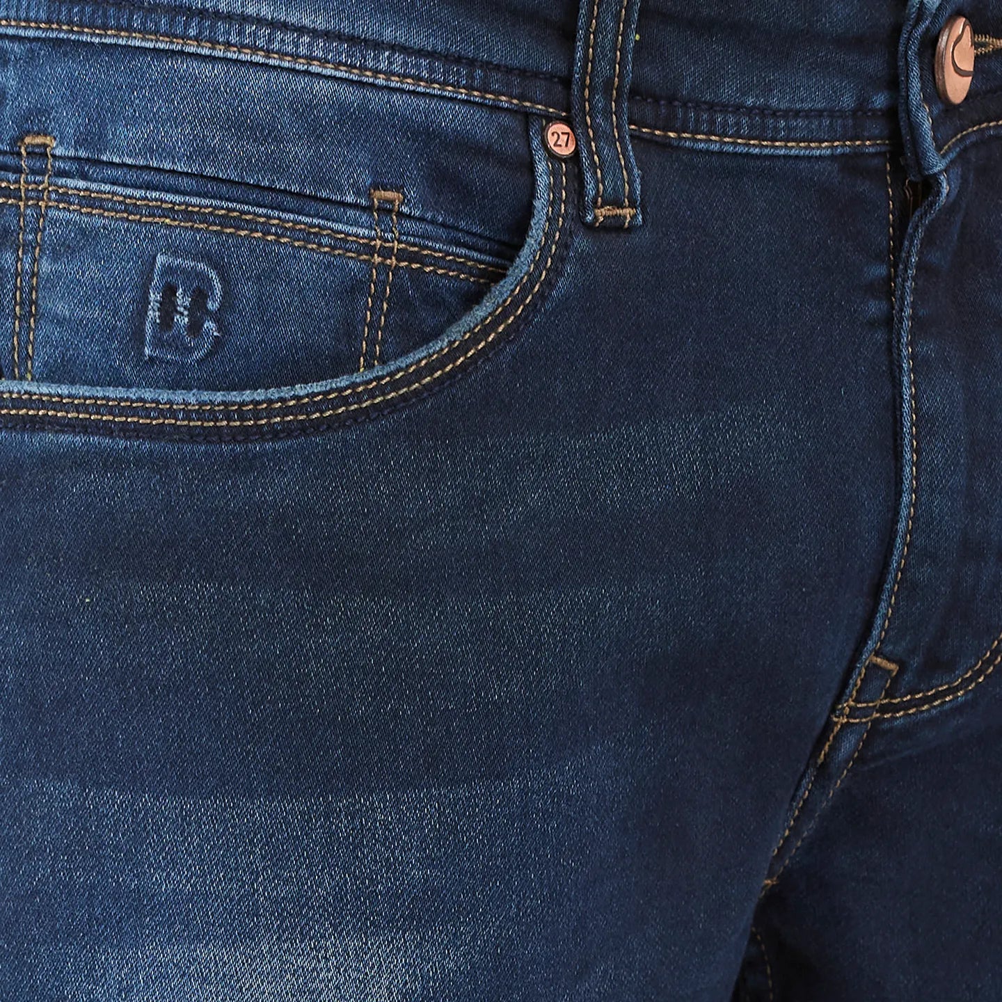 Dark Blue Slim Fit Denims For Men By Being Human Clothing - Image 5