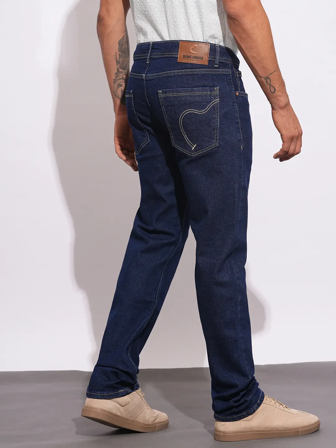 Blue Straight Fit Men's Denims by Being Human Clothing - Image 3
