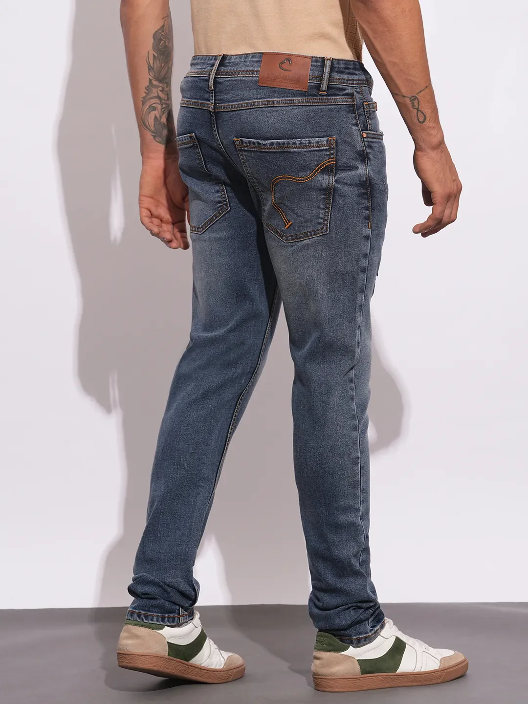 Blue Slim Fit Denims For Men By Being Human Clothing - Image 3